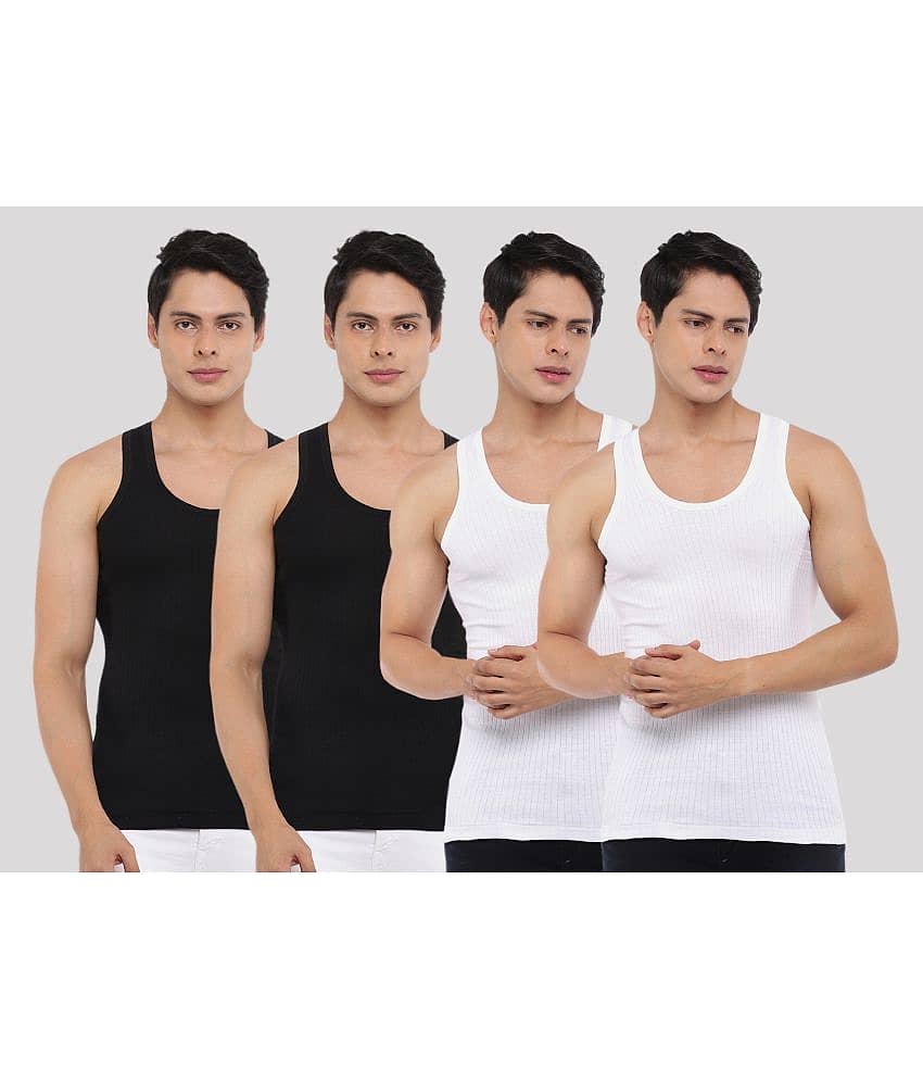 Dollar Bigboss Men's Pack of 4 Solid Combed Cotton Vest - Nightwear & Loungewear | Buy online on ZillyBuy