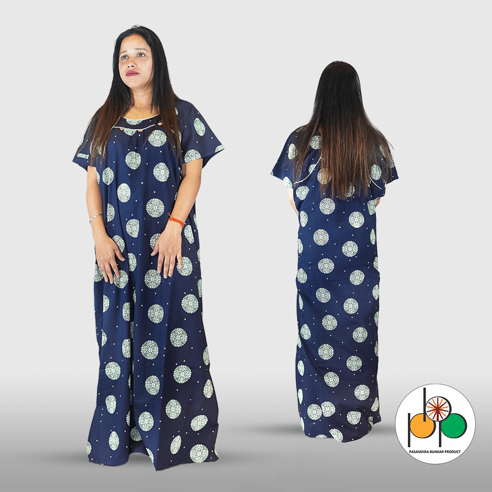     			Pasandida Bunkar Product Navy Blue Cotton Women's Nightwear Nighty & Night Gowns ( Pack of 1 )