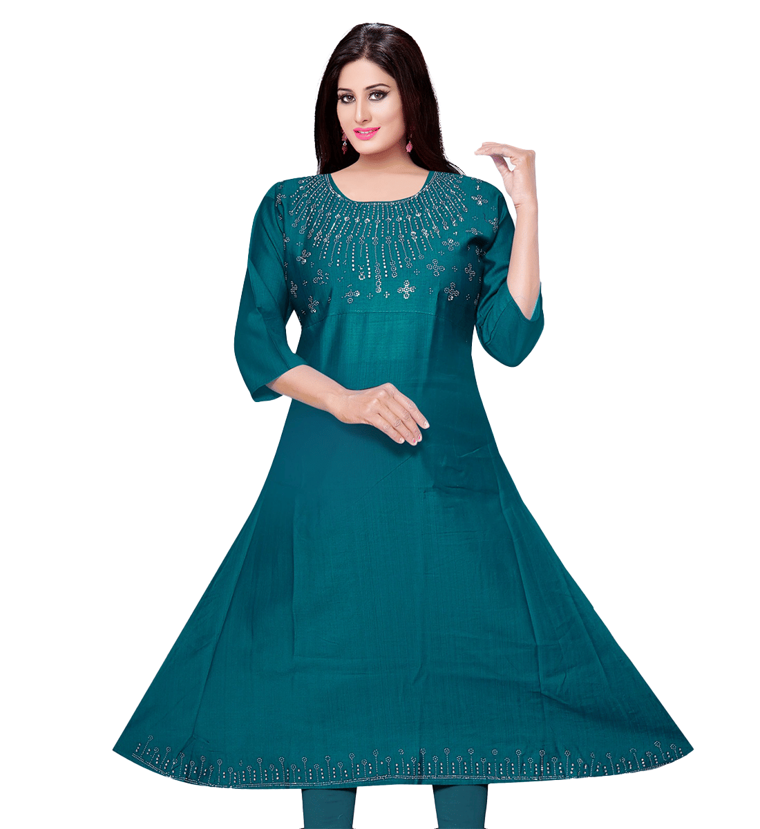 PickALook Pack of 1 Rayon Embellished Anarkali Women's Kurti - ( Sea Green )     			PickALook Pack of 1 Rayon Embellished Anarkali Women's Kurti - ( Sea Green )
