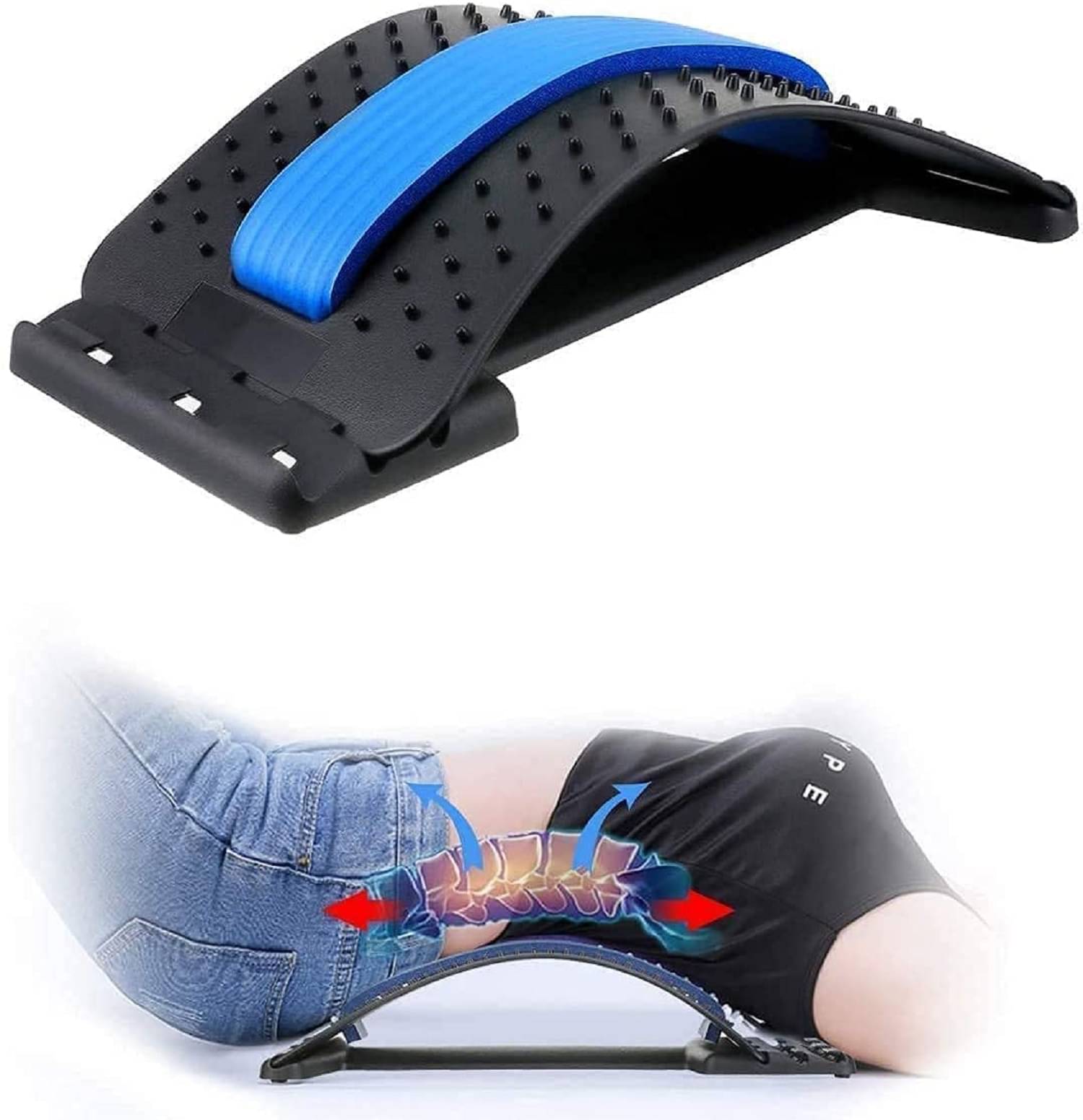 Plastic Back Support 3 Levels Adjustment Stretcher Pain Relief Support Lumbar Massage Back Support for Office Chair, Car, Bed Back Support Fitness Device Plastic Back Support 3 Levels Adjustment Stretcher Pain Relief Support Lumbar Massage Back Support for Office Chair, Car, Bed Back Support Fitness Device
