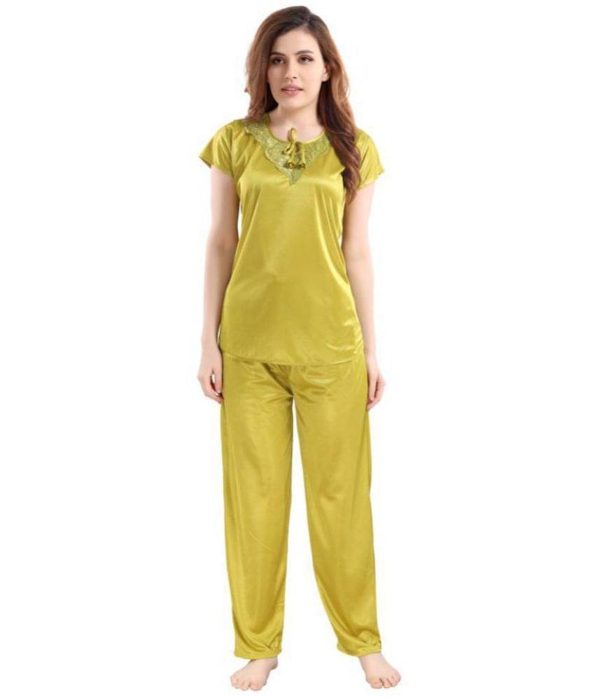 Romaisa Satin Nightsuit Sets - Tan Pack of 2 Romaisa Satin Nightsuit Sets - Tan Pack of 2