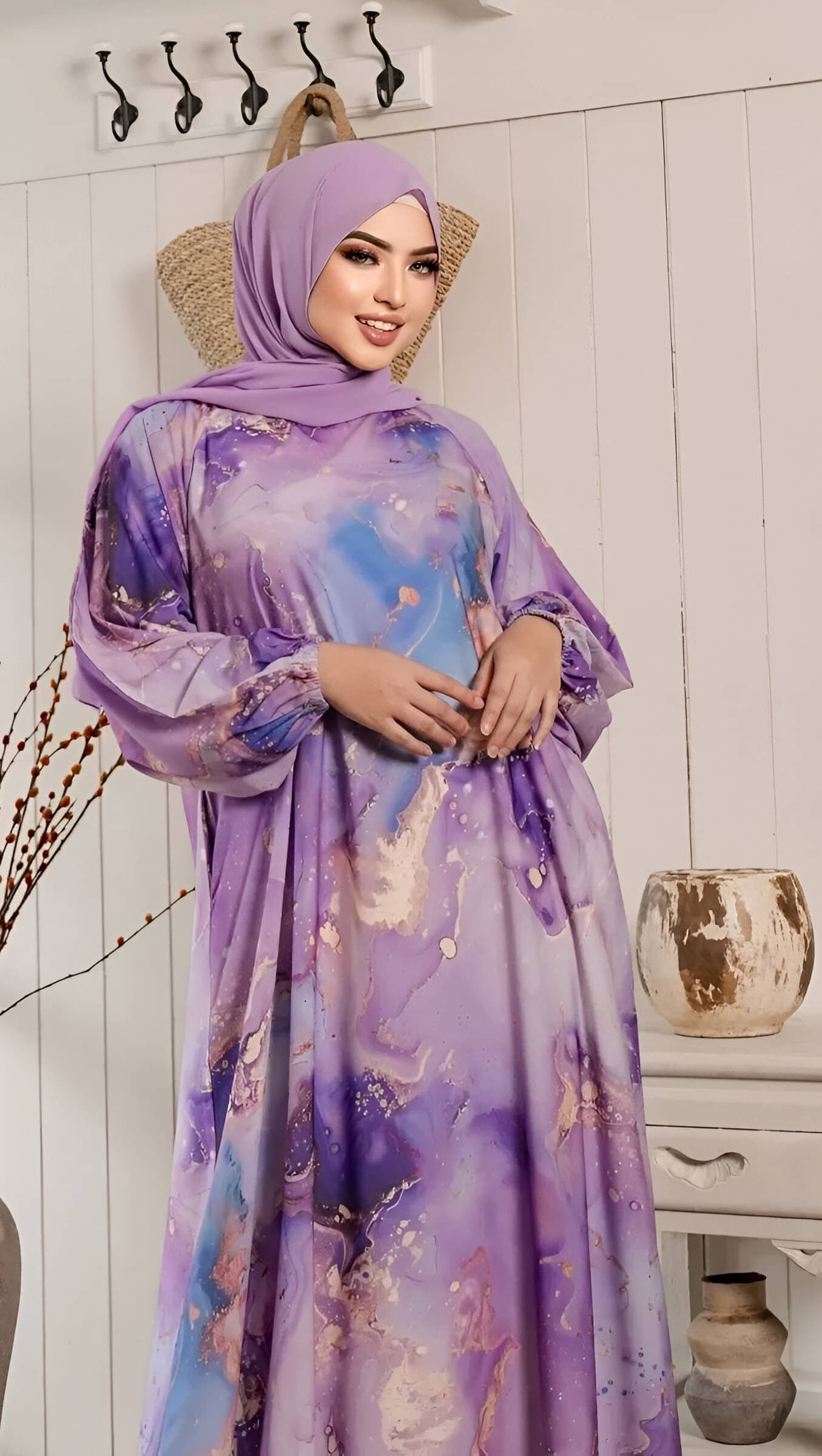     			SARINKU Polyester Burqa without Hijab Lavender ( Pack of 1 )