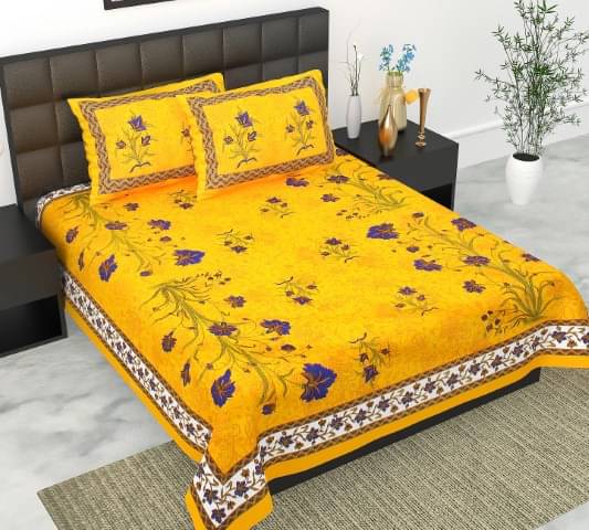 E Elma Cotton 1 Double Bedsheet with 2 Pillow Covers ( Yellow ) E Elma Cotton 1 Double Bedsheet with 2 Pillow Covers ( Yellow )