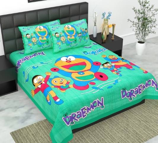     			E Elma Cotton 1 Double Bedsheet with 2 Pillow Covers ( Green )