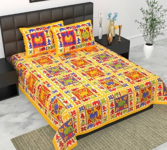 E Elma Cotton 1 Double Bedsheet with 2 Pillow Covers ( Yellow ) E Elma Cotton 1 Double Bedsheet with 2 Pillow Covers ( Yellow )