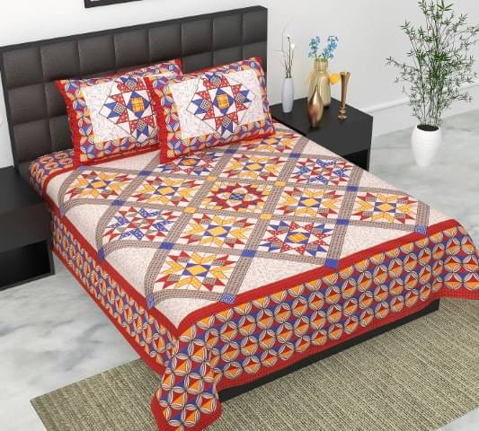     			E Elma Cotton 1 Double Bedsheet with 2 Pillow Covers ( Red )