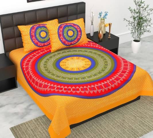     			E Elma Cotton 1 Double Bedsheet with 2 Pillow Covers ( Yellow )