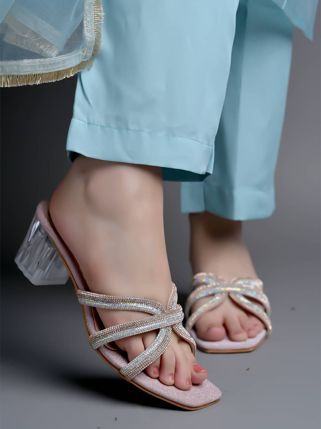     			Shoetopia Rose Gold Women's Slip On Heels