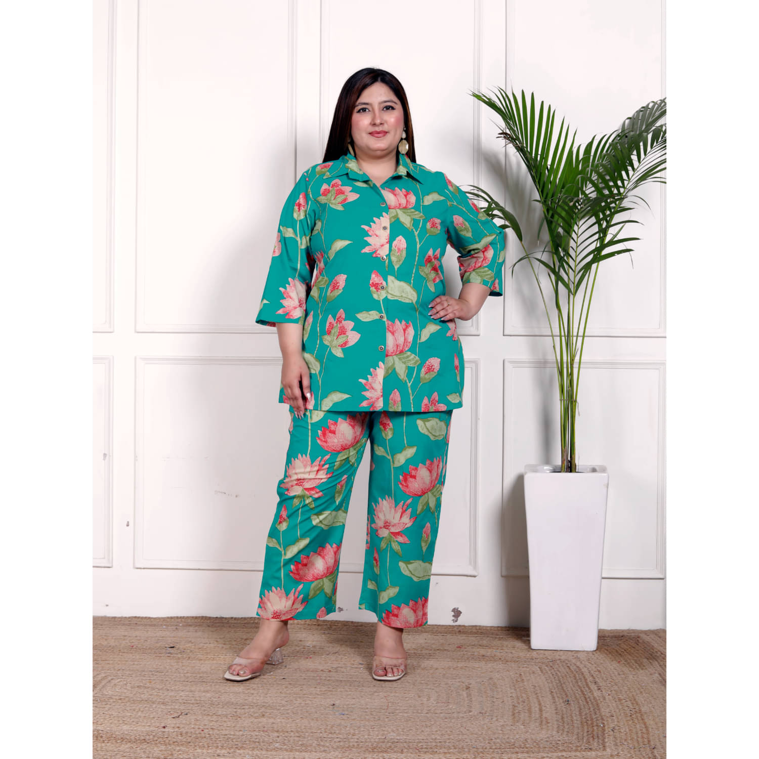     			Swasti Women Printed Shirt With Palazzos Co-Ord Set ( Green )