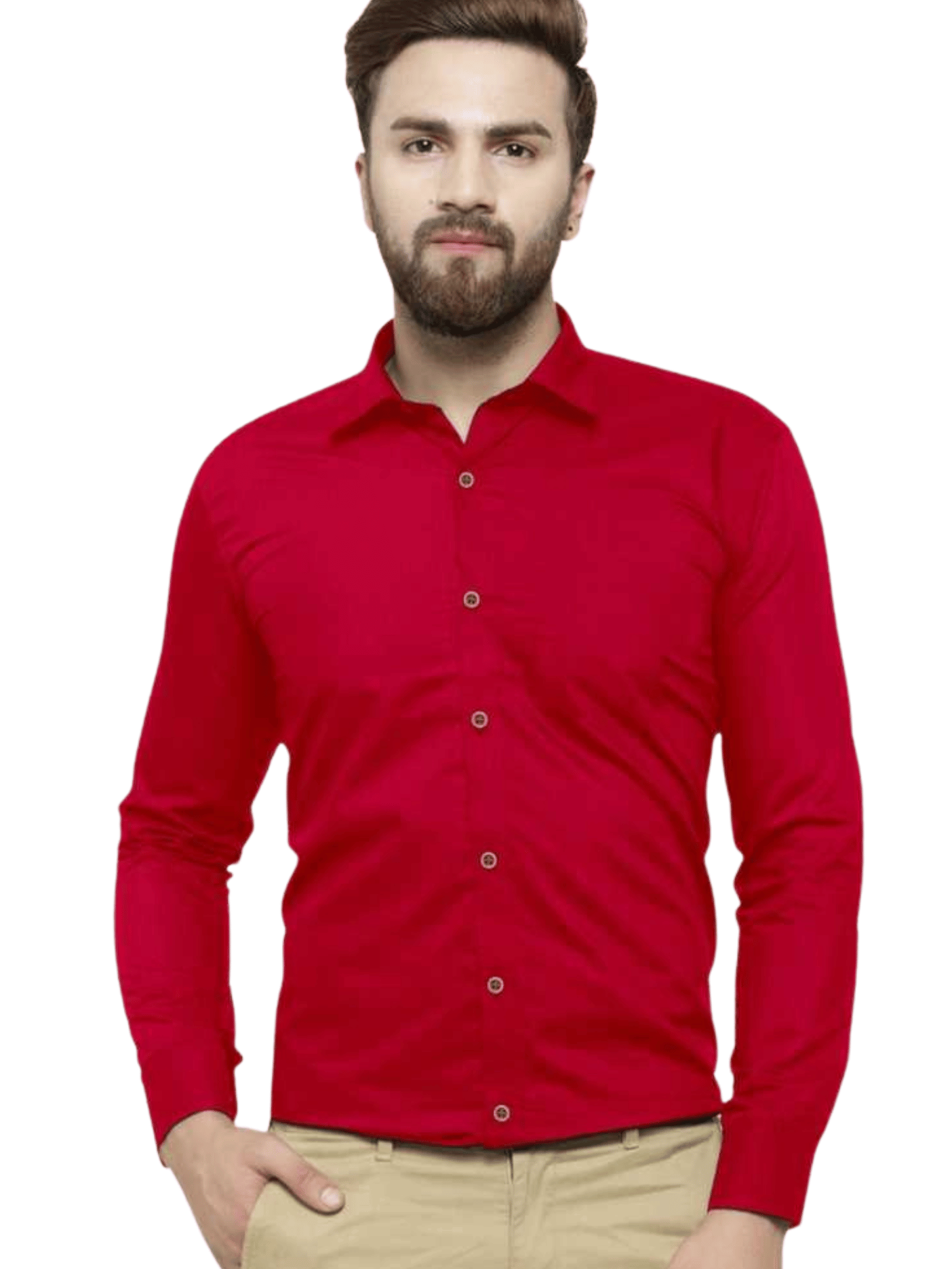 VERTUSY 100% Cotton Regular Fit Solids Full Sleeves Men's Casual Shirt - Red ( Pack of 1 ) VERTUSY 100% Cotton Regular Fit Solids Full Sleeves Men's Casual Shirt - Red ( Pack of 1 )
