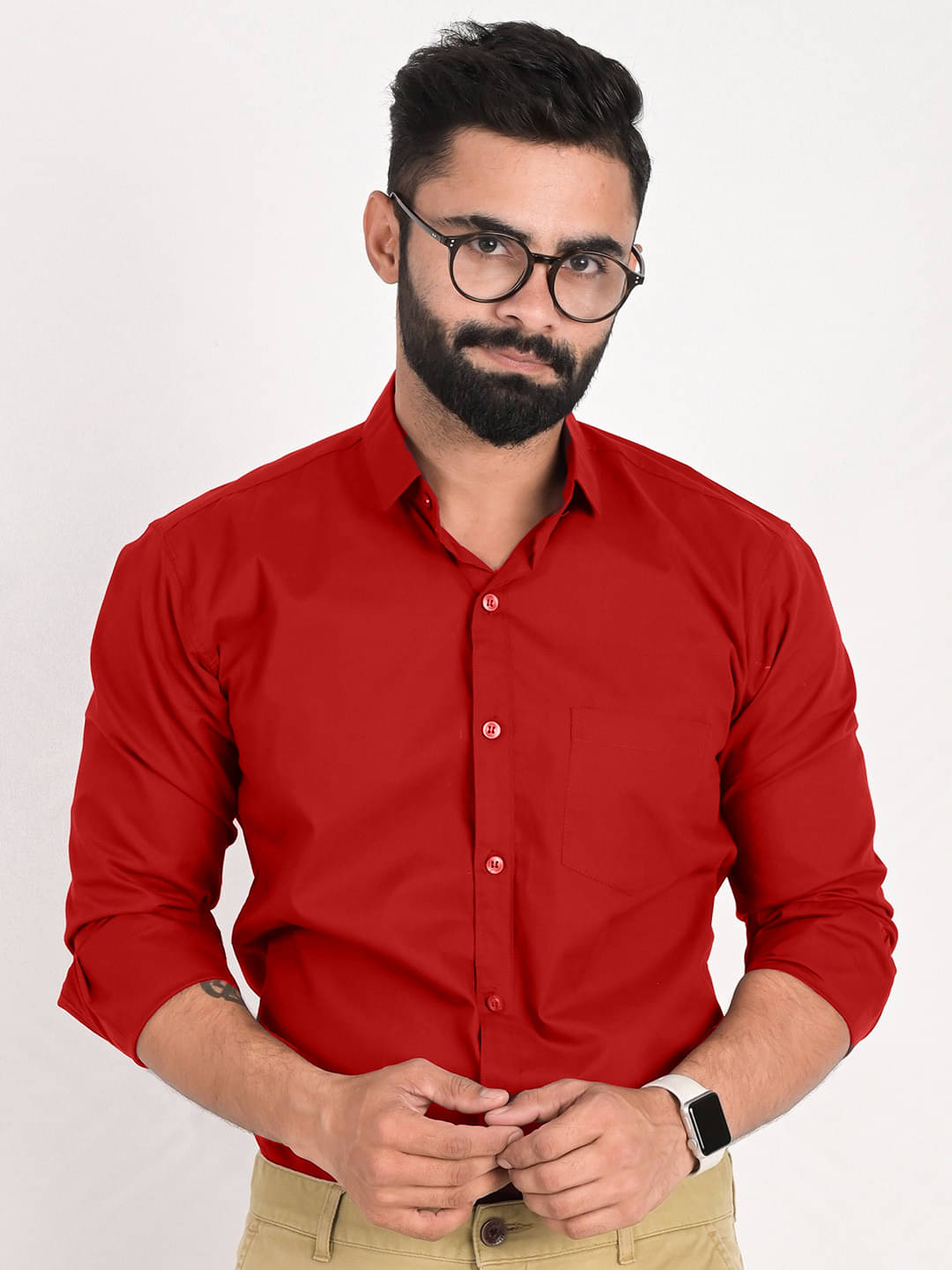     			VERTUSY 100% Cotton Regular Fit Solids Full Sleeves Men's Casual Shirt - Red ( Pack of 1 )