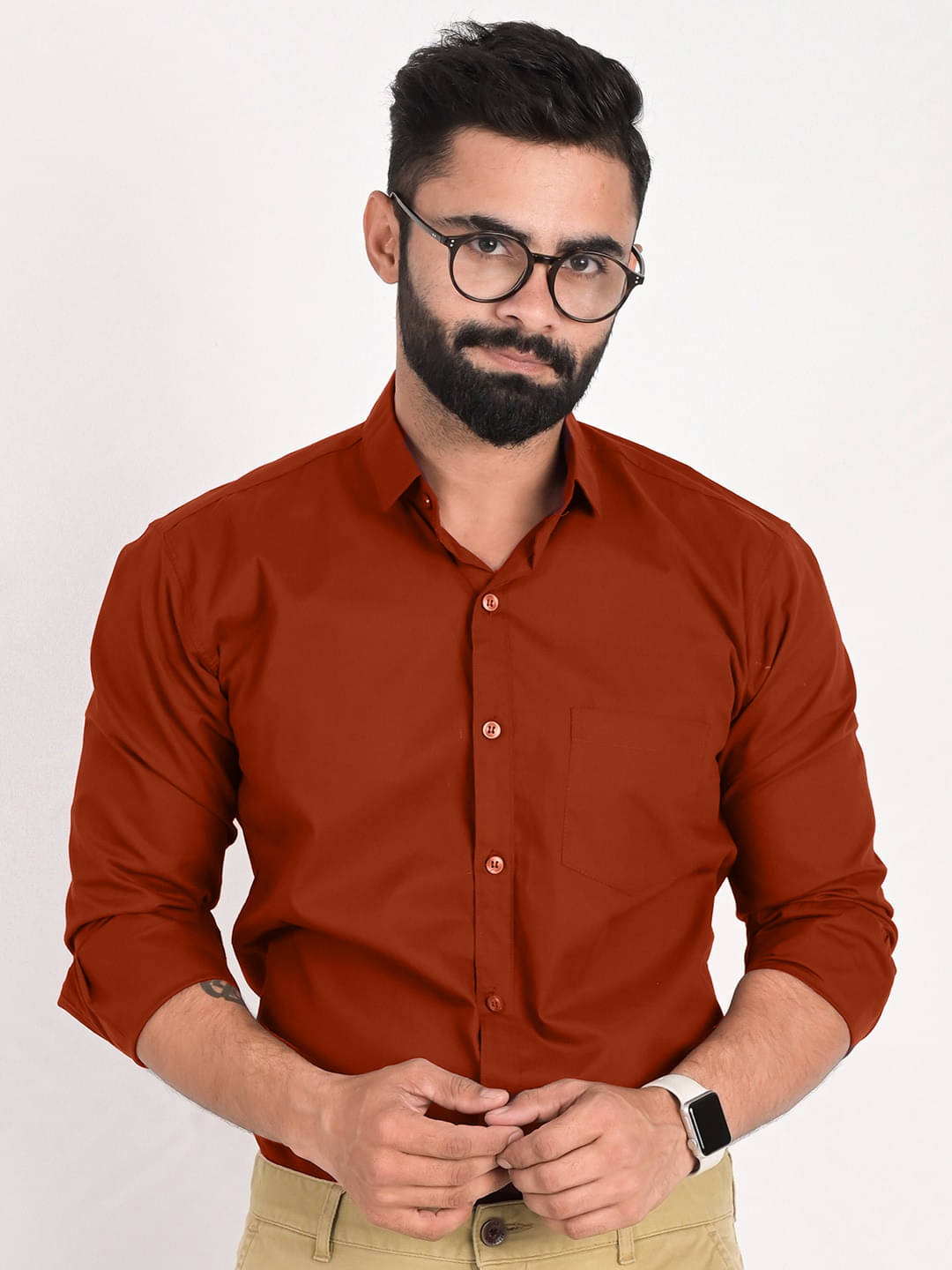 VERTUSY 100% Cotton Regular Fit Solids Full Sleeves Men's Casual Shirt - Orange ( Pack of 1 ) VERTUSY 100% Cotton Regular Fit Solids Full Sleeves Men's Casual Shirt - Orange ( Pack of 1 )