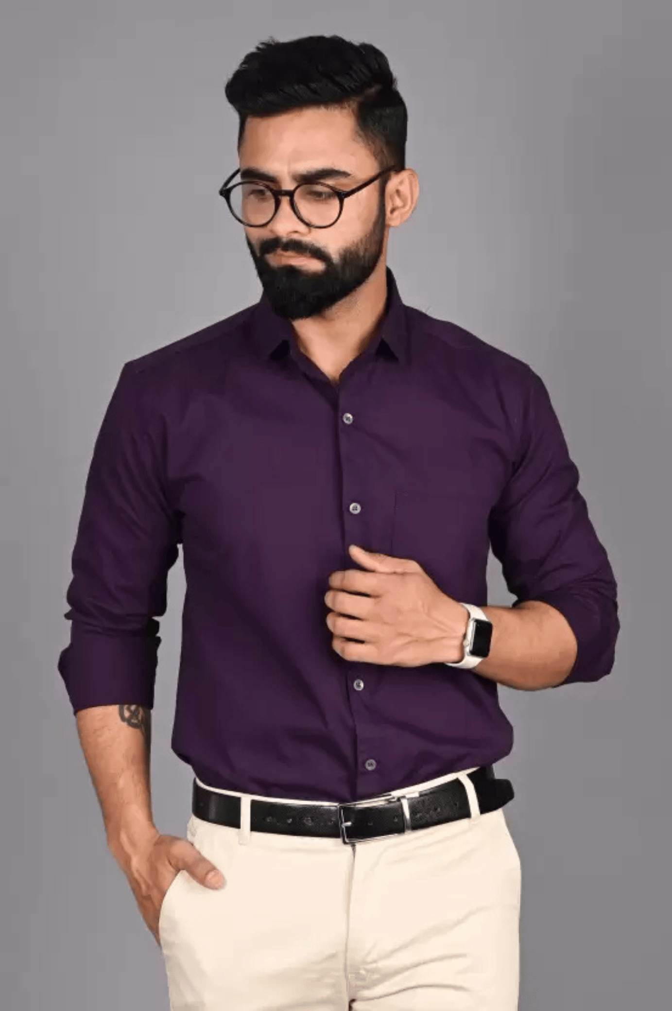     			VERTUSY 100% Cotton Regular Fit Solids Full Sleeves Men's Casual Shirt - Purple ( Pack of 1 )