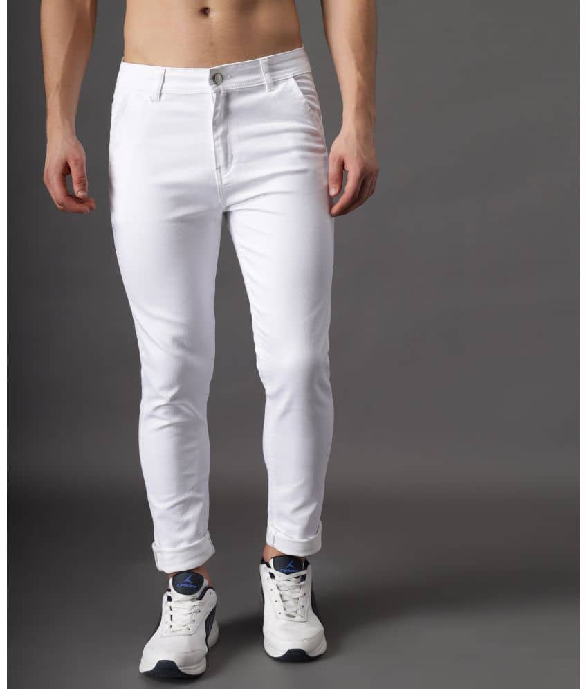 ZAYSH - White Cotton Blend Slim Fit Men's Jeans ( Pack of 1 ) - Jeans | Buy online on ZillyBuy
