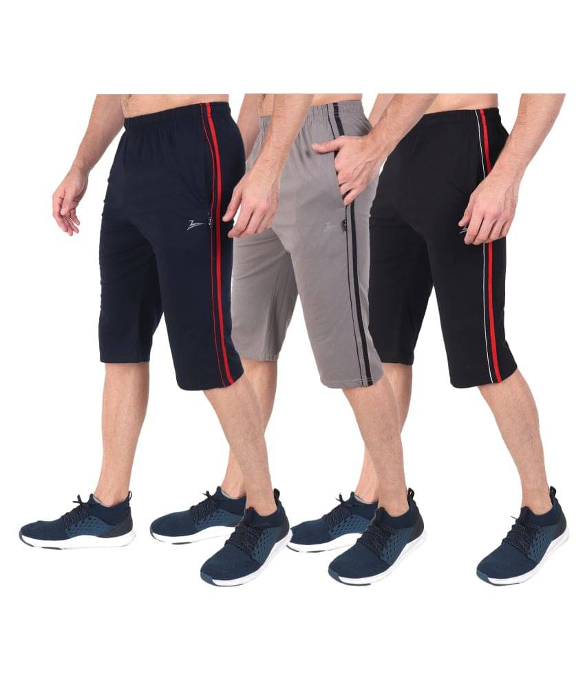 Zeffit - Multi Cotton Blend Men's Three-Fourths ( Pack of 3 )     			Zeffit - Multi Cotton Blend Men's Three-Fourths ( Pack of 3 )
