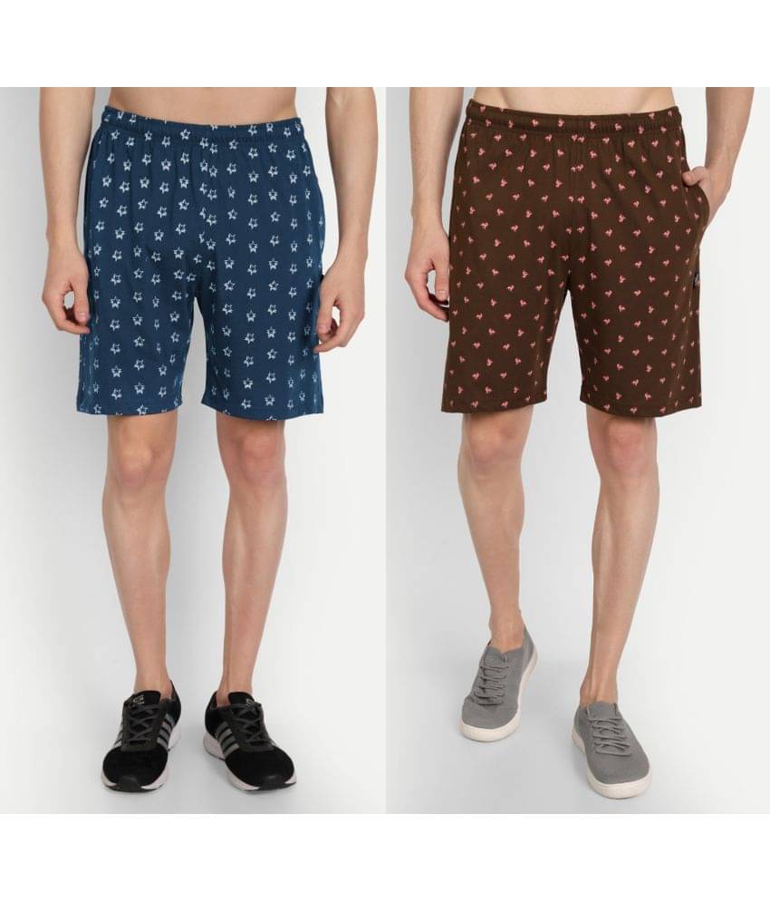 Zeffit - Multicolor Cotton Blend Men's Shorts ( Pack of 2 ) Zeffit - Multicolor Cotton Blend Men's Shorts ( Pack of 2 )