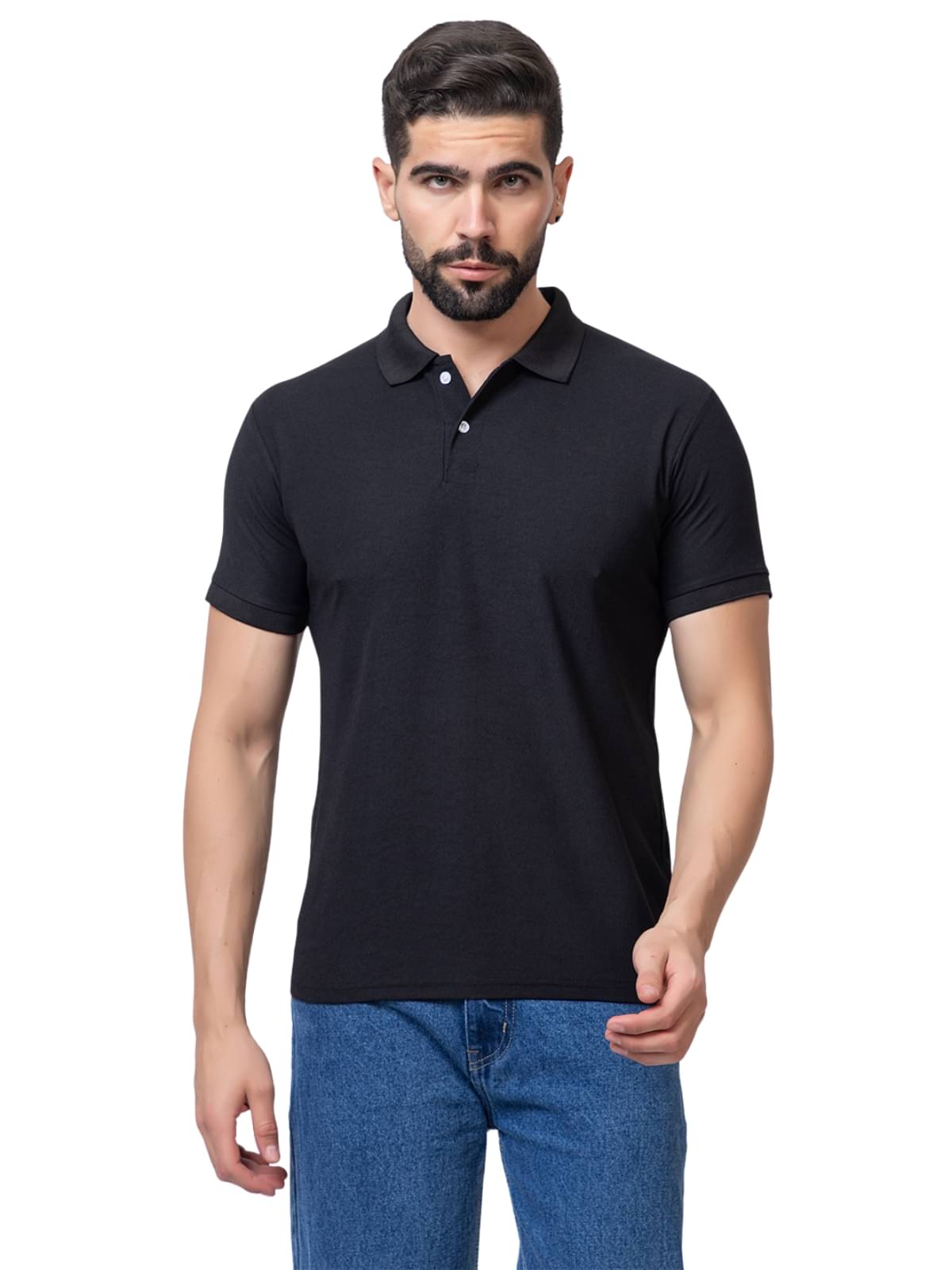 Zeffit Pack of 1 Polyester Regular Fit Solid Half Sleeves Men's Polo T Shirt ( Black )     			Zeffit Pack of 1 Polyester Regular Fit Solid Half Sleeves Men's Polo T Shirt ( Black )