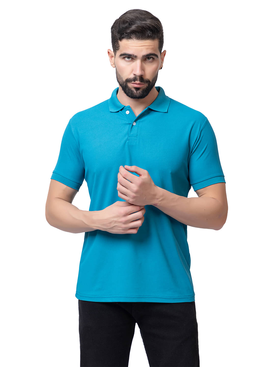     			Zeffit Pack of 1 Polyester Regular Fit Solid Half Sleeves Men's Polo T Shirt ( Teal Blue )