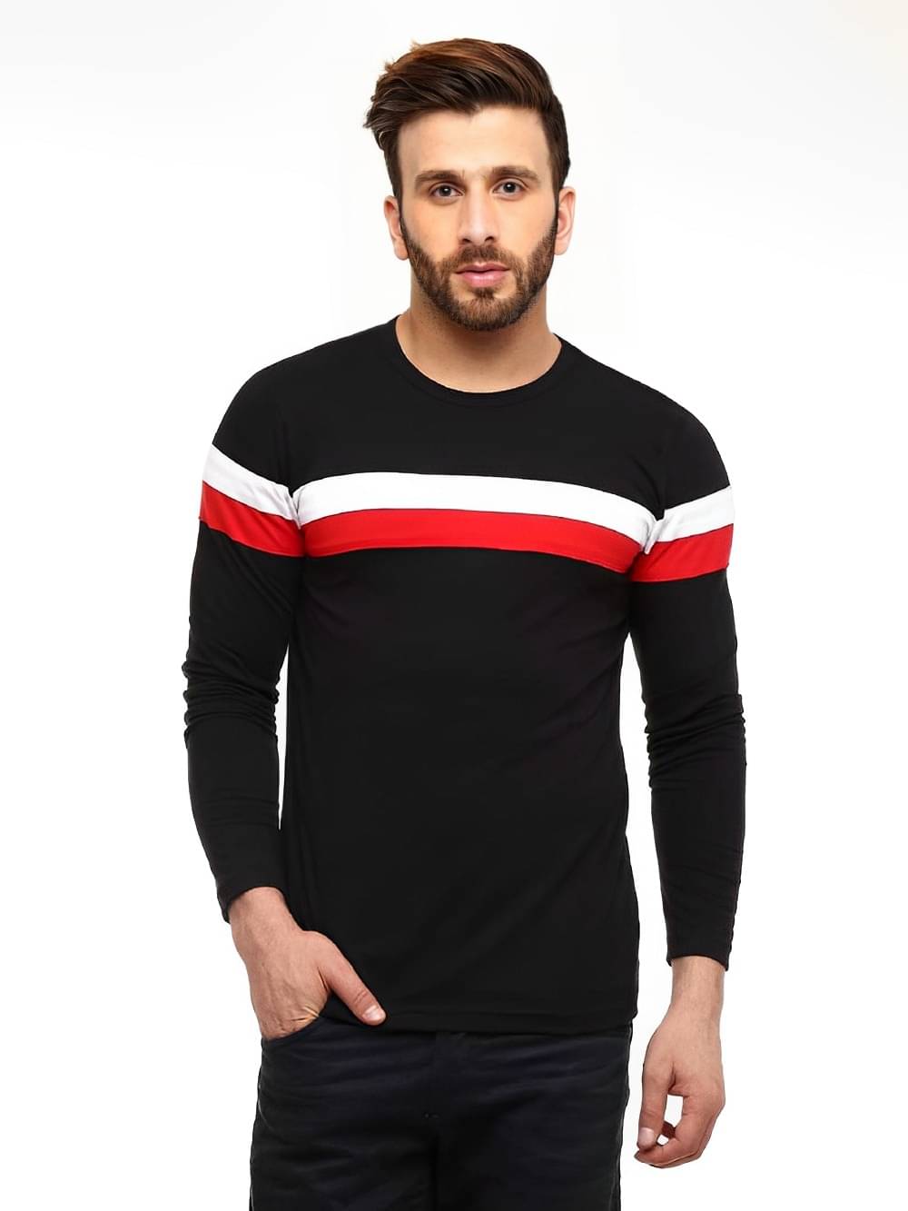 risemax Cotton Blend Regular Fit Striped Full Sleeves Men's Round T-Shirt - Multicolor10 ( Pack of 1 ) risemax Cotton Blend Regular Fit Striped Full Sleeves Men's Round T-Shirt - Multicolor10 ( Pack of 1 )