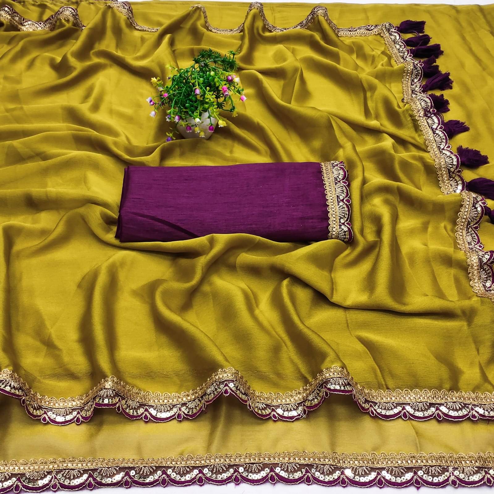 supalee Tex Chiffon Embroidered Saree With Unstitched Blouse Piece ( Gold ) supalee Tex Chiffon Embroidered Saree With Unstitched Blouse Piece ( Gold )