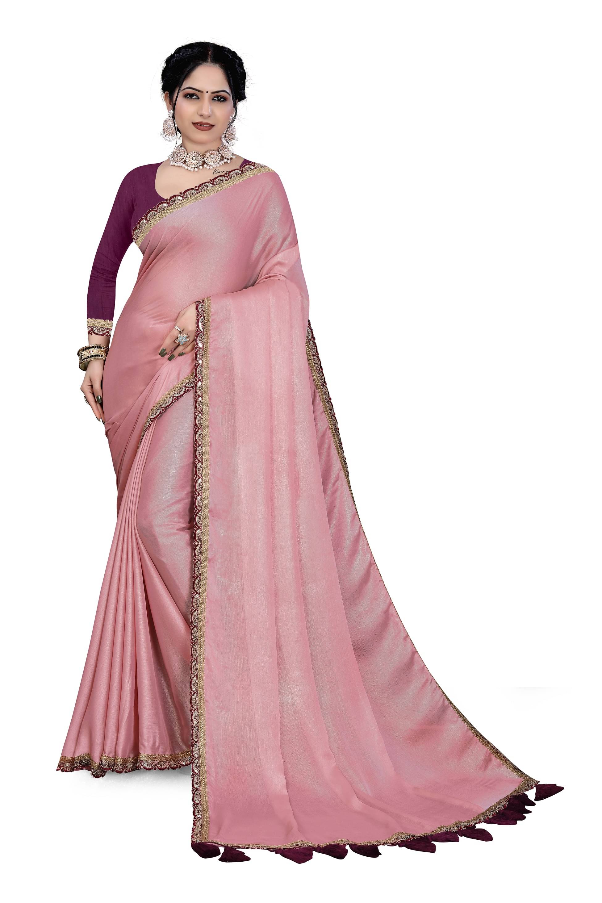 supalee Tex Chiffon Embroidered Saree With Unstitched Blouse Piece ( Pink ) supalee Tex Chiffon Embroidered Saree With Unstitched Blouse Piece ( Pink )
