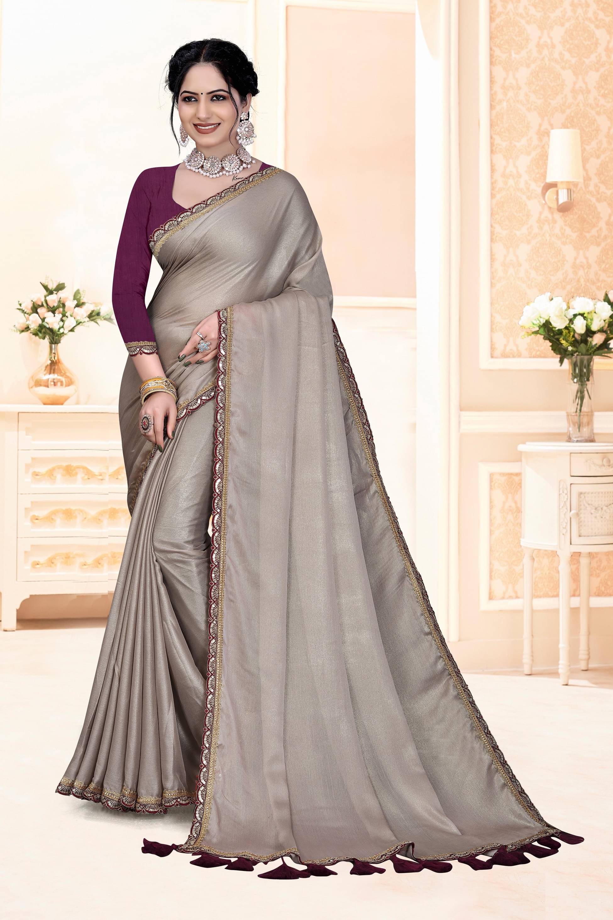 supalee Tex Chiffon Embroidered Saree With Unstitched Blouse Piece ( Beige ) supalee Tex Chiffon Embroidered Saree With Unstitched Blouse Piece ( Beige )