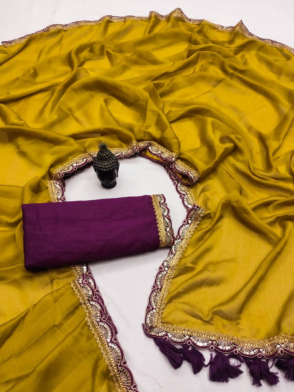 supalee Tex Chiffon Embroidered Saree With Unstitched Blouse Piece ( Gold ) supalee Tex Chiffon Embroidered Saree With Unstitched Blouse Piece ( Gold )
