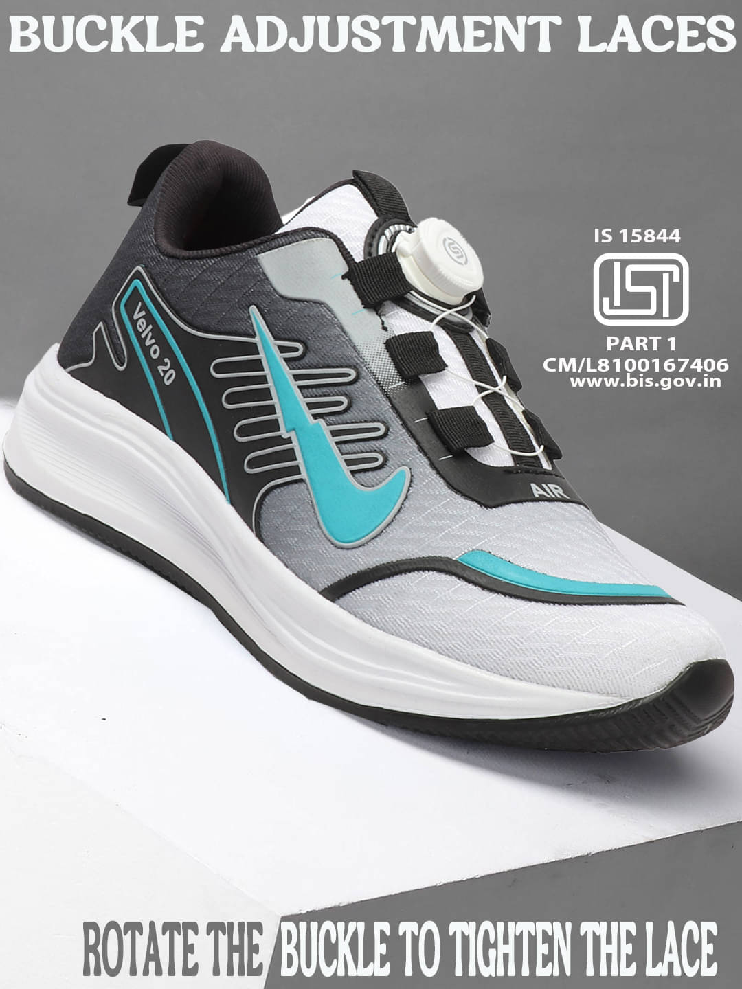    			Clymb VIBE 7 GREY Light Grey Men's Sports Running Shoes