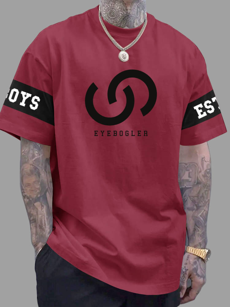     			Eyebogler Cotton Blend Oversized Fit Printed Half Sleeves Men's Round T-Shirt - Pink ( Pack of 1 )