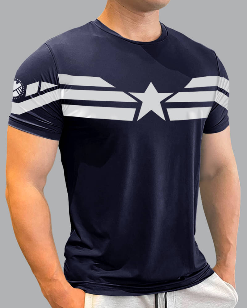     			Eyebogler Polyester Regular Fit Printed Half Sleeves Men's Round T-Shirt - Navy ( Pack of 1 )