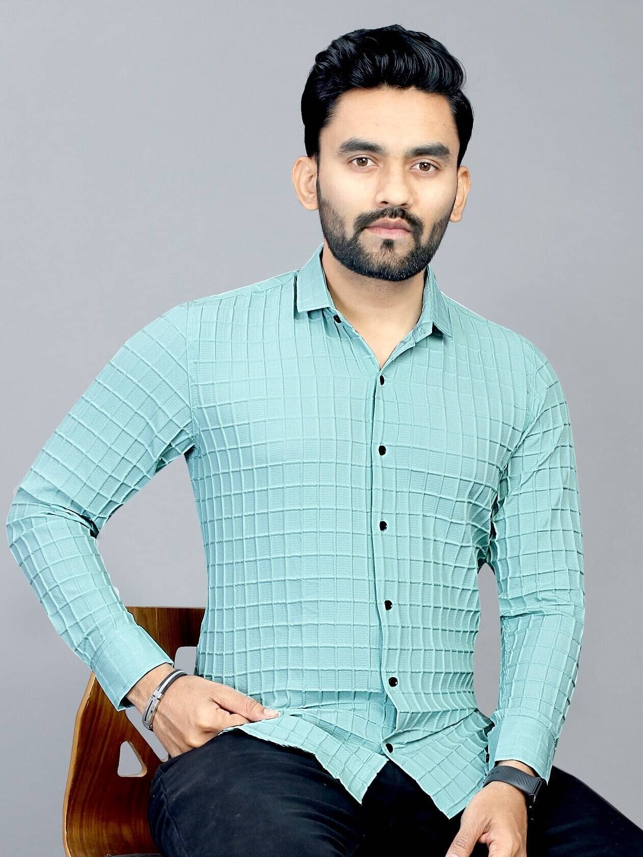     			FABRIPPLE Poly Cotton Regular Fit Self Design Full Sleeves Men's Casual Shirt - Light Green ( Pack of 1 )