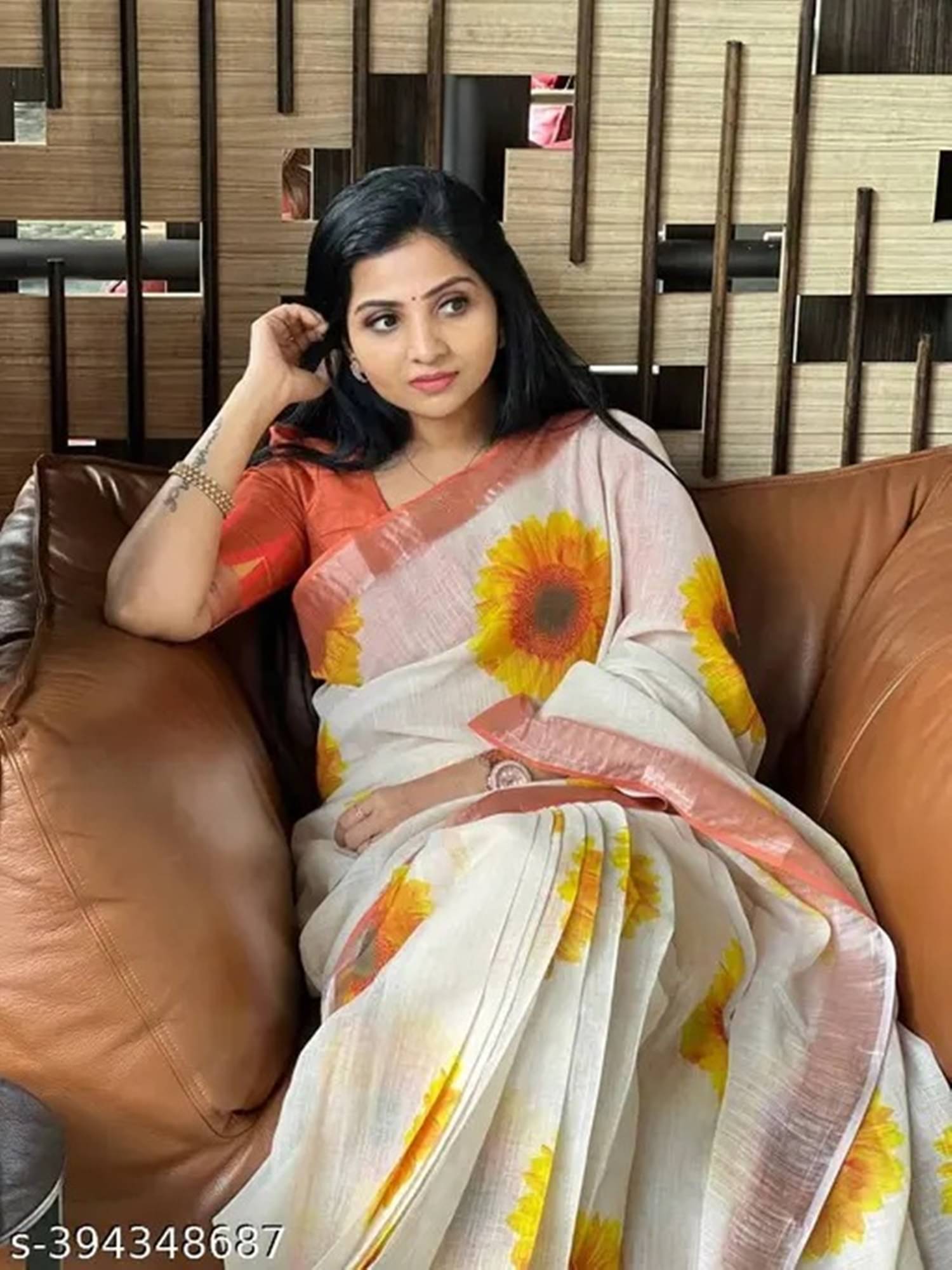 Grubstaker Linen Printed Saree With Unstitched Blouse Piece ( Yellow ) Grubstaker Linen Printed Saree With Unstitched Blouse Piece ( Yellow )