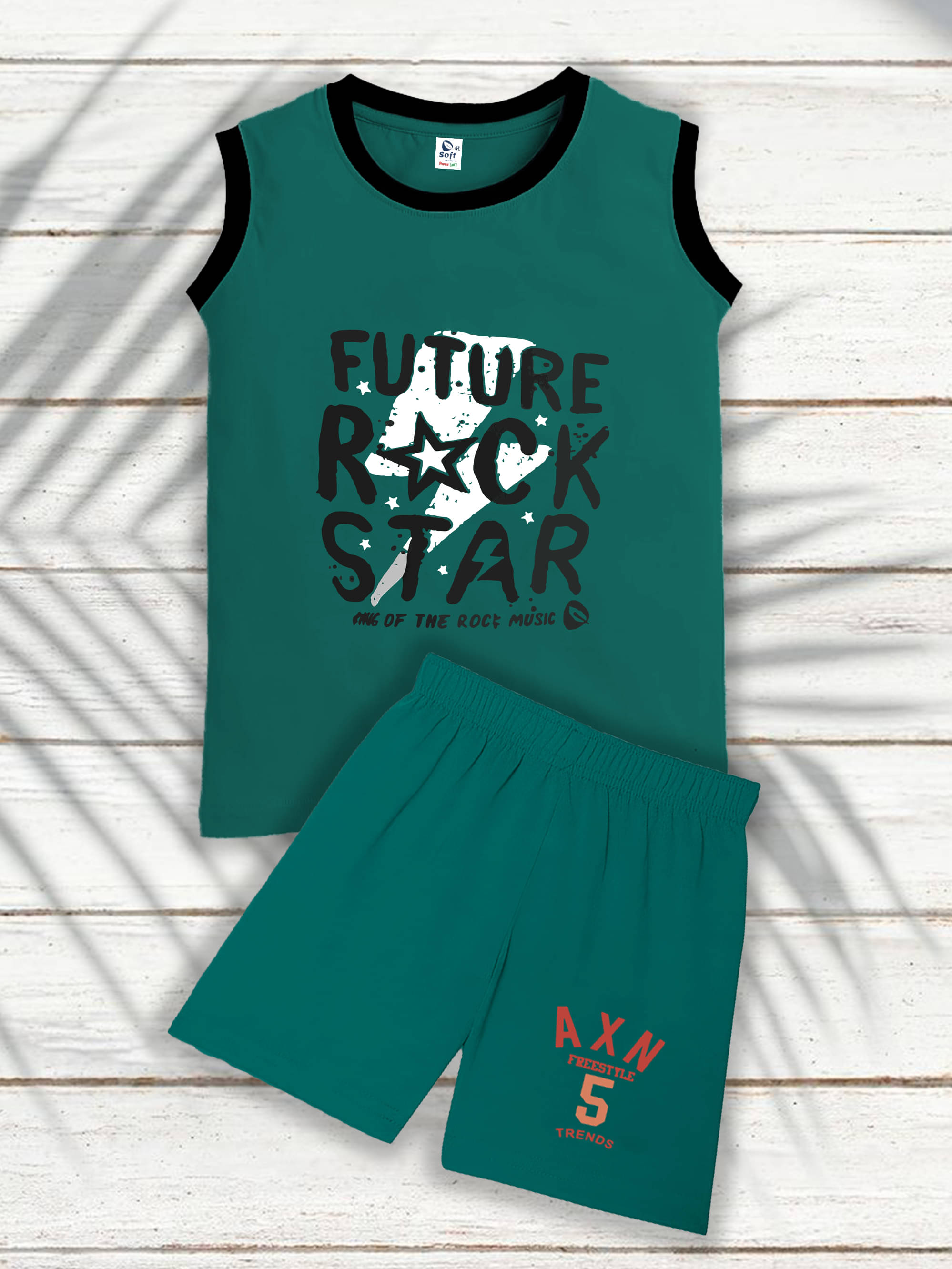    			JILZ Pack of 1 Boys Cotton T-Shirt & Shorts Set ( Green )