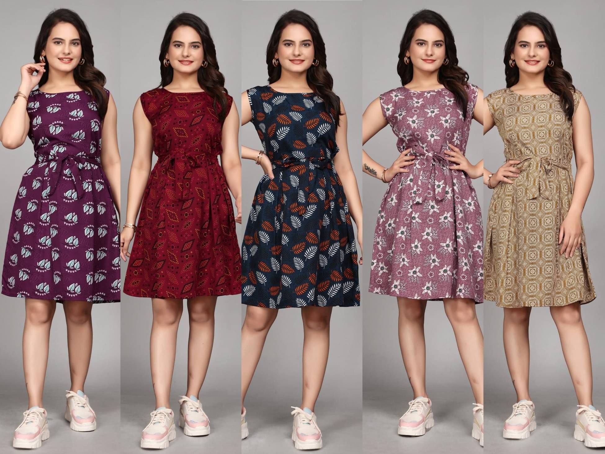 KALAVRITTA Women Crepe Printed Fit & Flare Dress ( Multicolor ) KALAVRITTA Women Crepe Printed Fit & Flare Dress ( Multicolor )