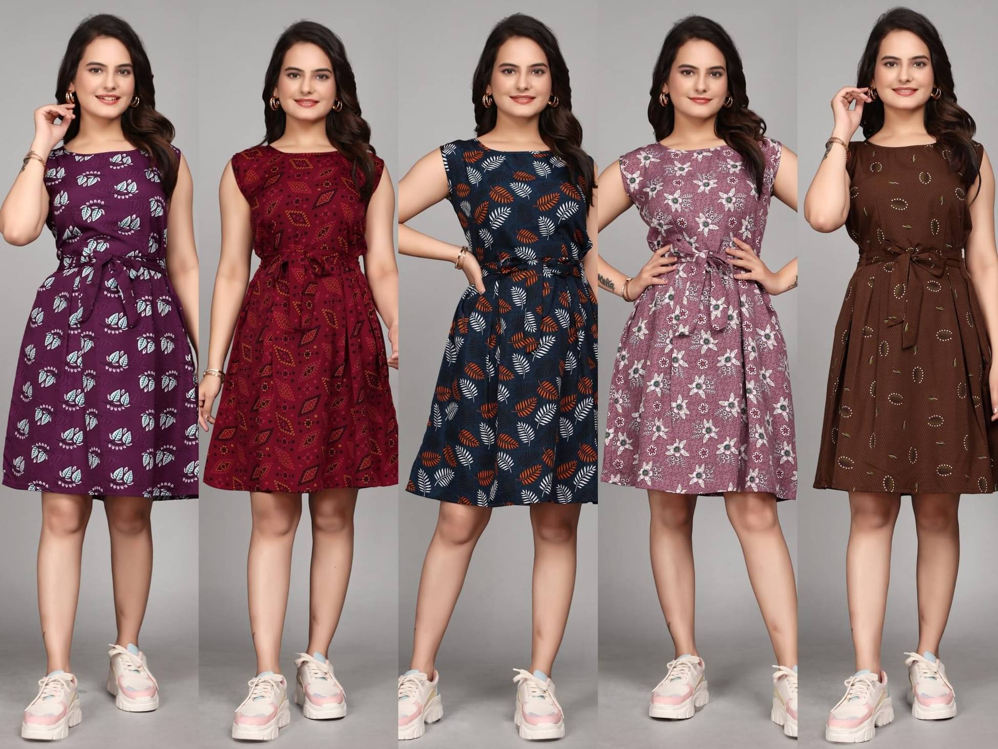     			KALAVRITTA Women Crepe Printed Fit & Flare Dress ( Multicolor )