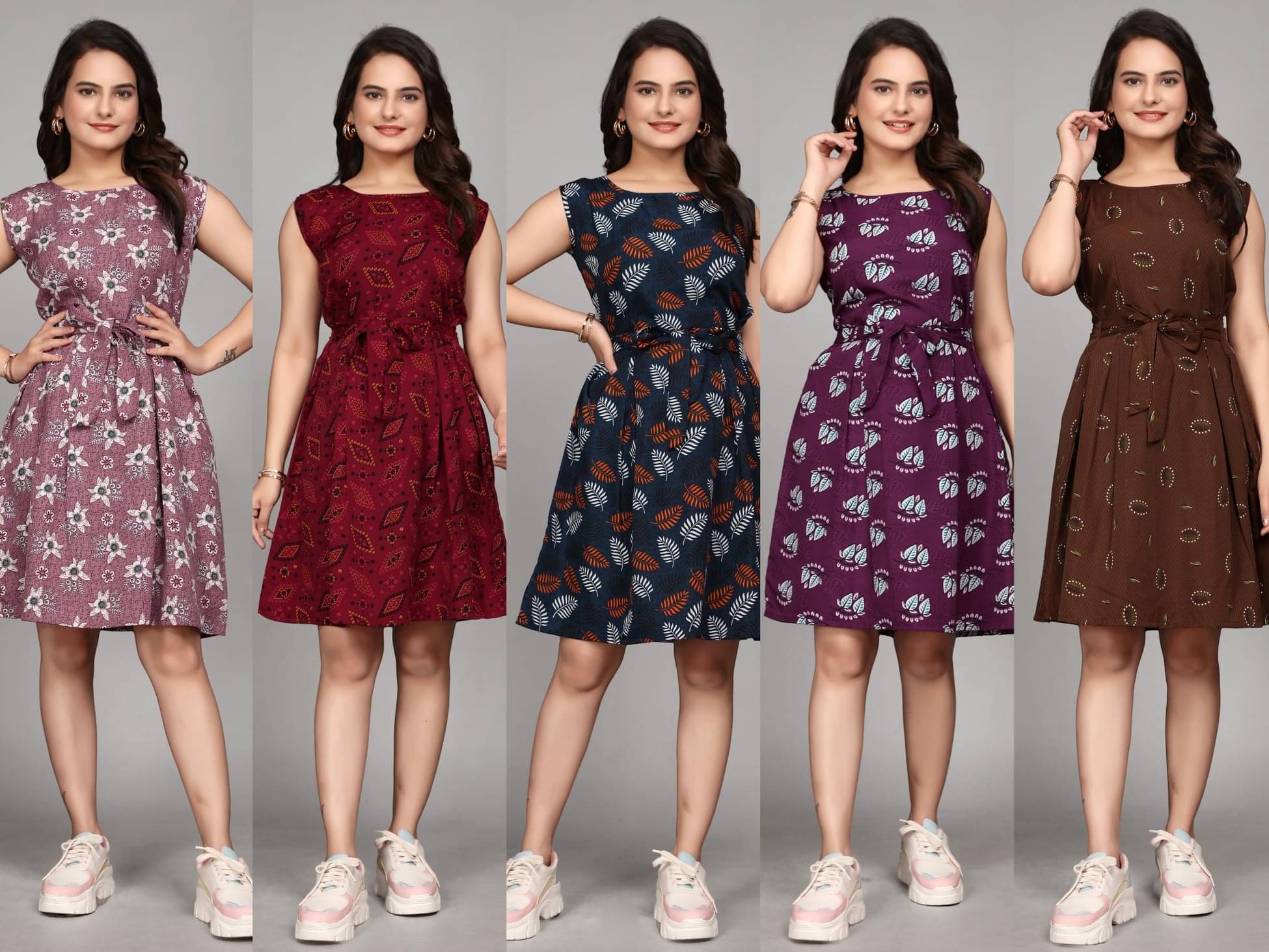    			KALAVRITTA Women Crepe Printed Fit & Flare Dress ( Multicolor )