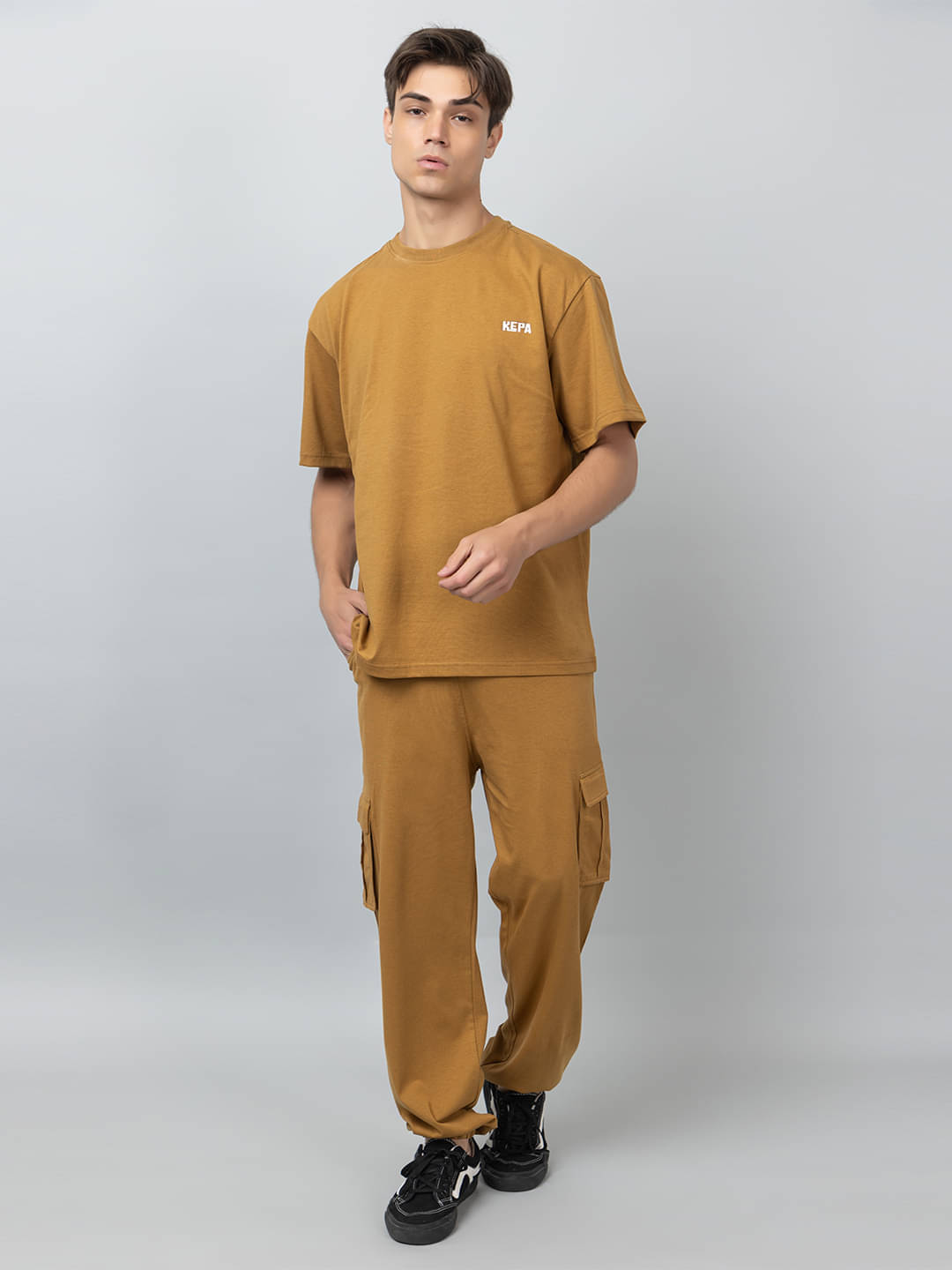     			Kepa Men's T-shirt With Joggers Co-Ords Set ( Pack of 1 , Brown )
