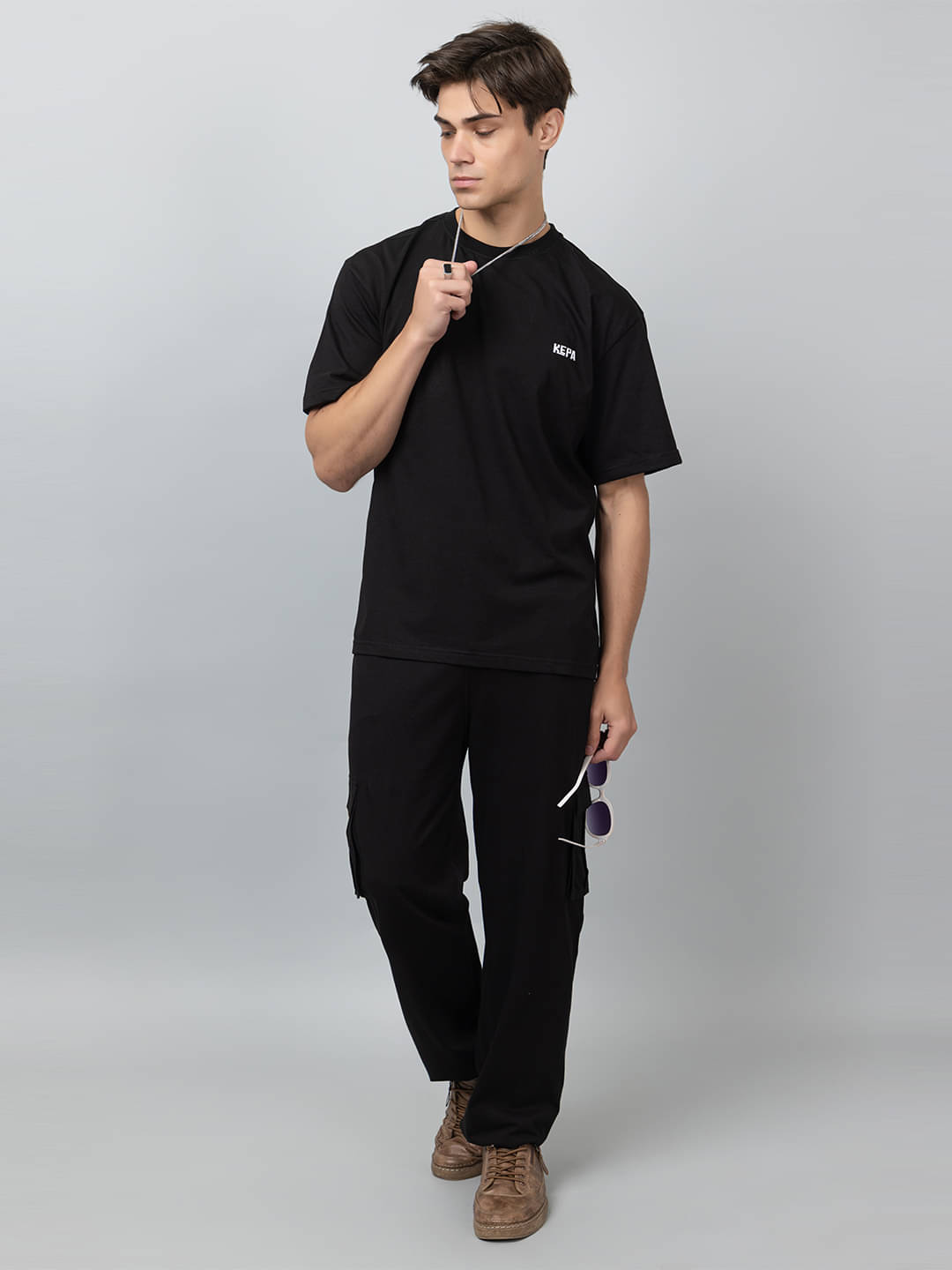     			Kepa Men's T-shirt With Joggers Co-Ords Set ( Pack of 1 , Black )