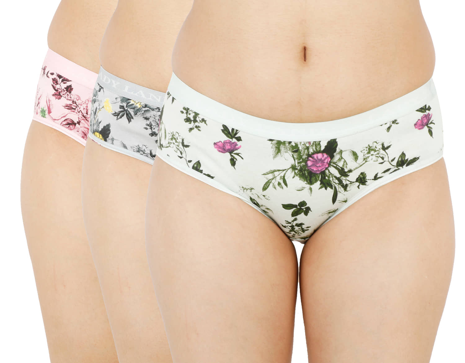 Ladyland Pack of 3 Cotton Hipster For Women ( Multicolor )