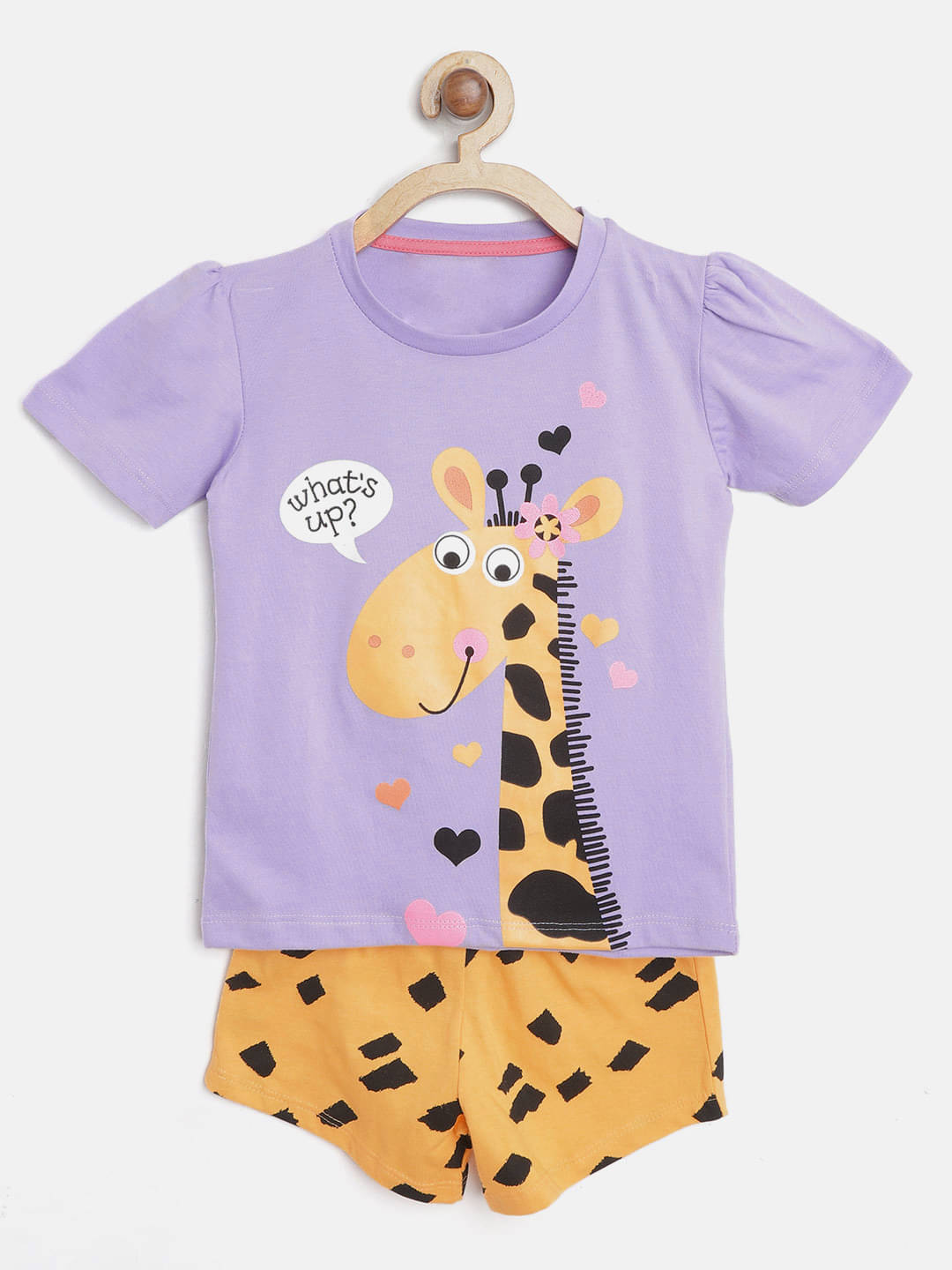 Lazy Shark Pack of 1 Girls Cotton Blend T-shirt & Shorts ( Lavender ) Lazy Shark Pack of 1 Girls Cotton Blend T-shirt & Shorts ( Lavender )