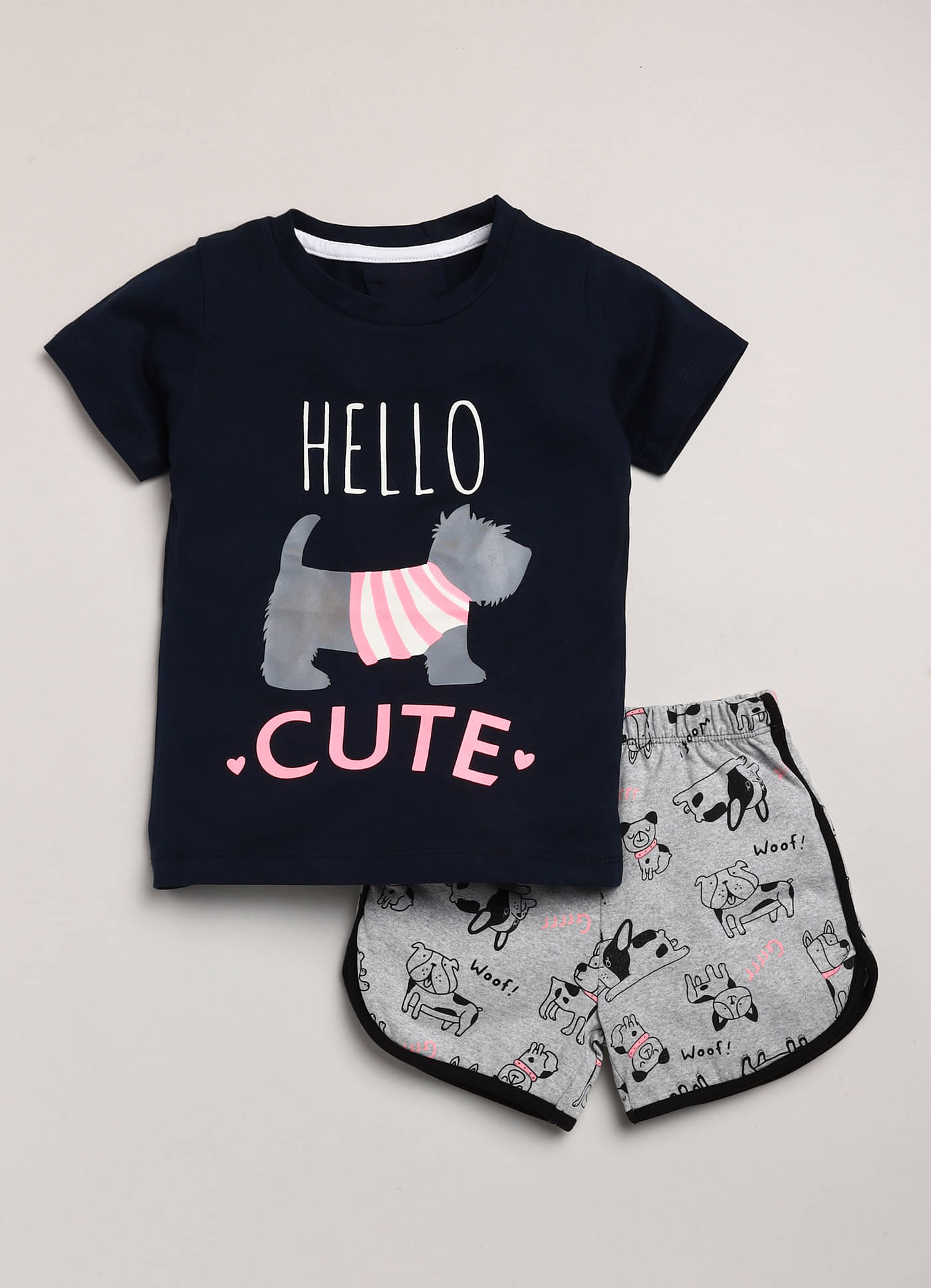 Lazy Shark Pack of 1 Girls Cotton Blend T-shirt & Shorts ( Blue ) Lazy Shark Pack of 1 Girls Cotton Blend T-shirt & Shorts ( Blue )