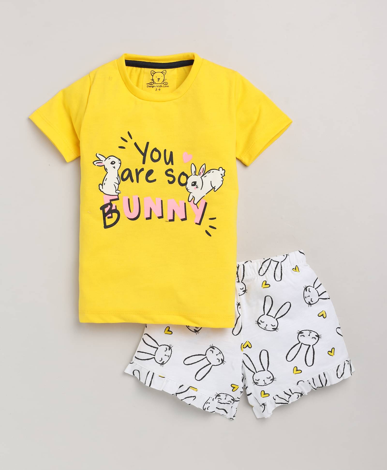 Lazy Shark Pack of 1 Girls Cotton Blend T-shirt & Shorts ( Yellow ) Lazy Shark Pack of 1 Girls Cotton Blend T-shirt & Shorts ( Yellow )