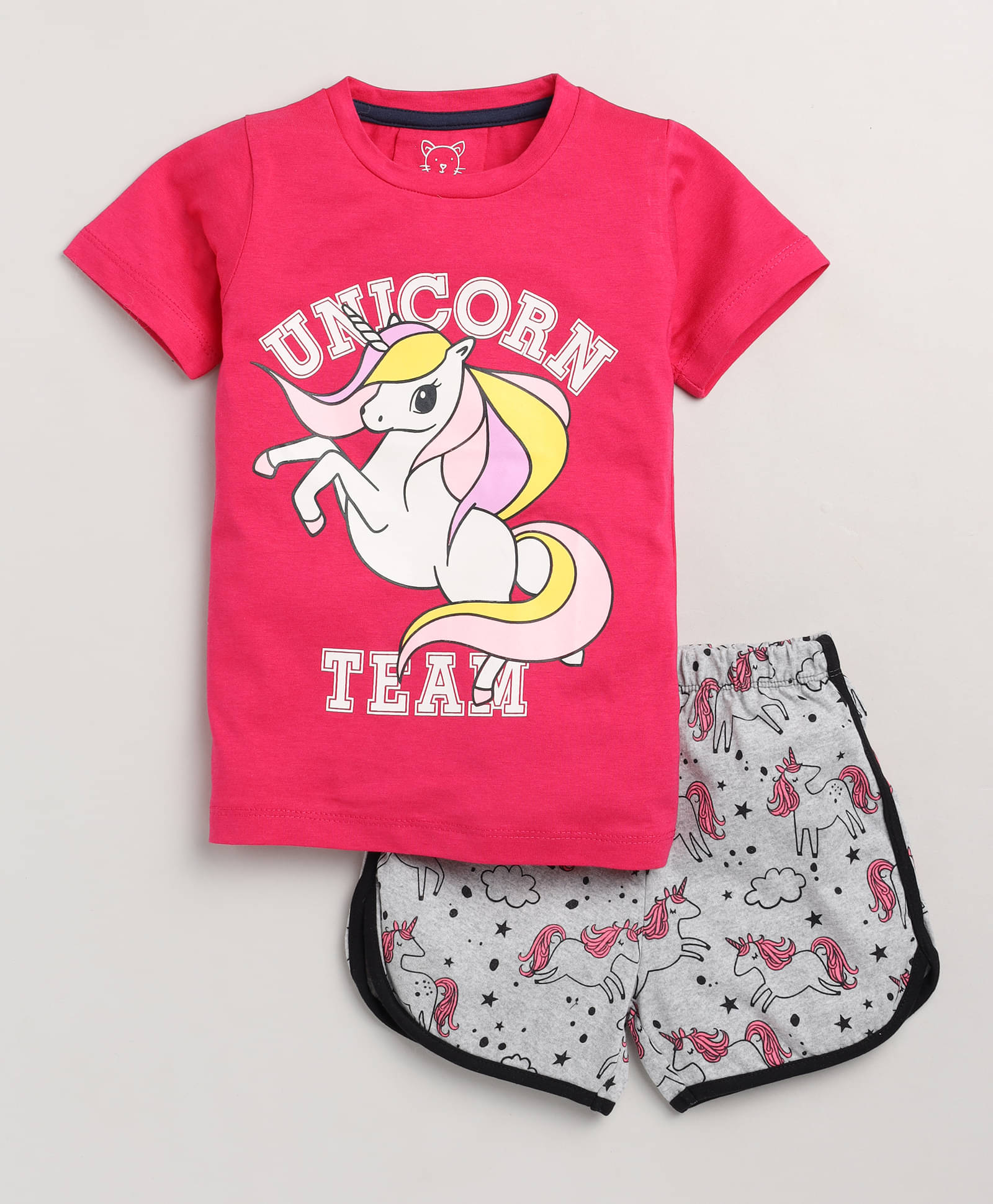     			Lazy Shark Pack of 1 Girls Cotton Blend T-shirt & Shorts ( Red )