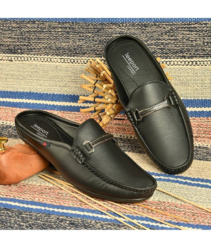 Leeport Black Men's Slip on - Formal Shoes | Buy online on ZillyBuy