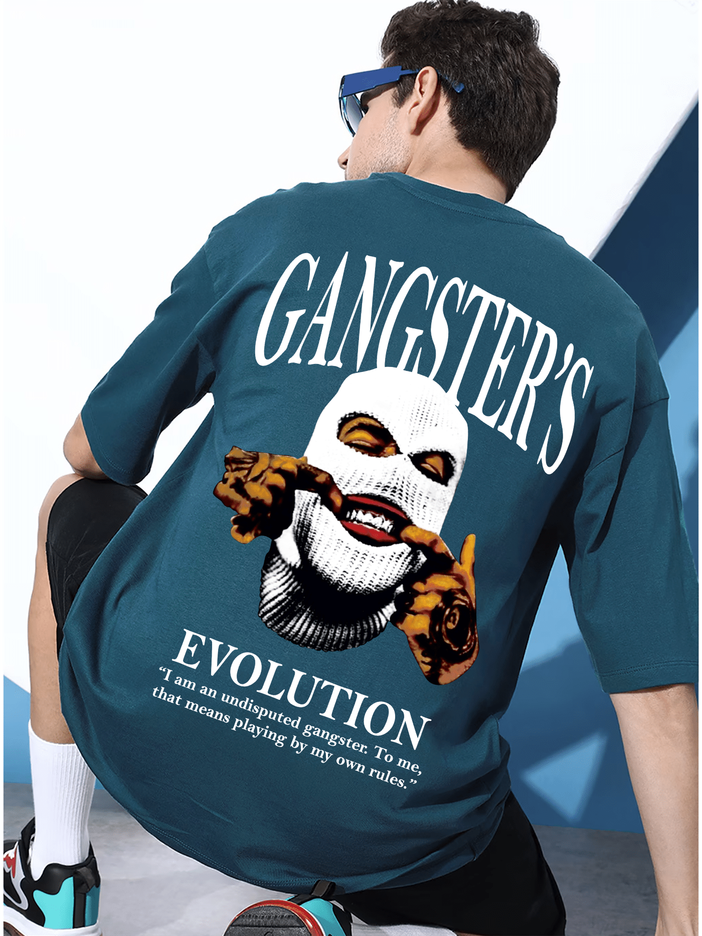     			MANLINO Cotton Blend Oversized Fit Printed Half Sleeves Men's Round T-Shirt - multicolor3 ( Pack of 1 )
