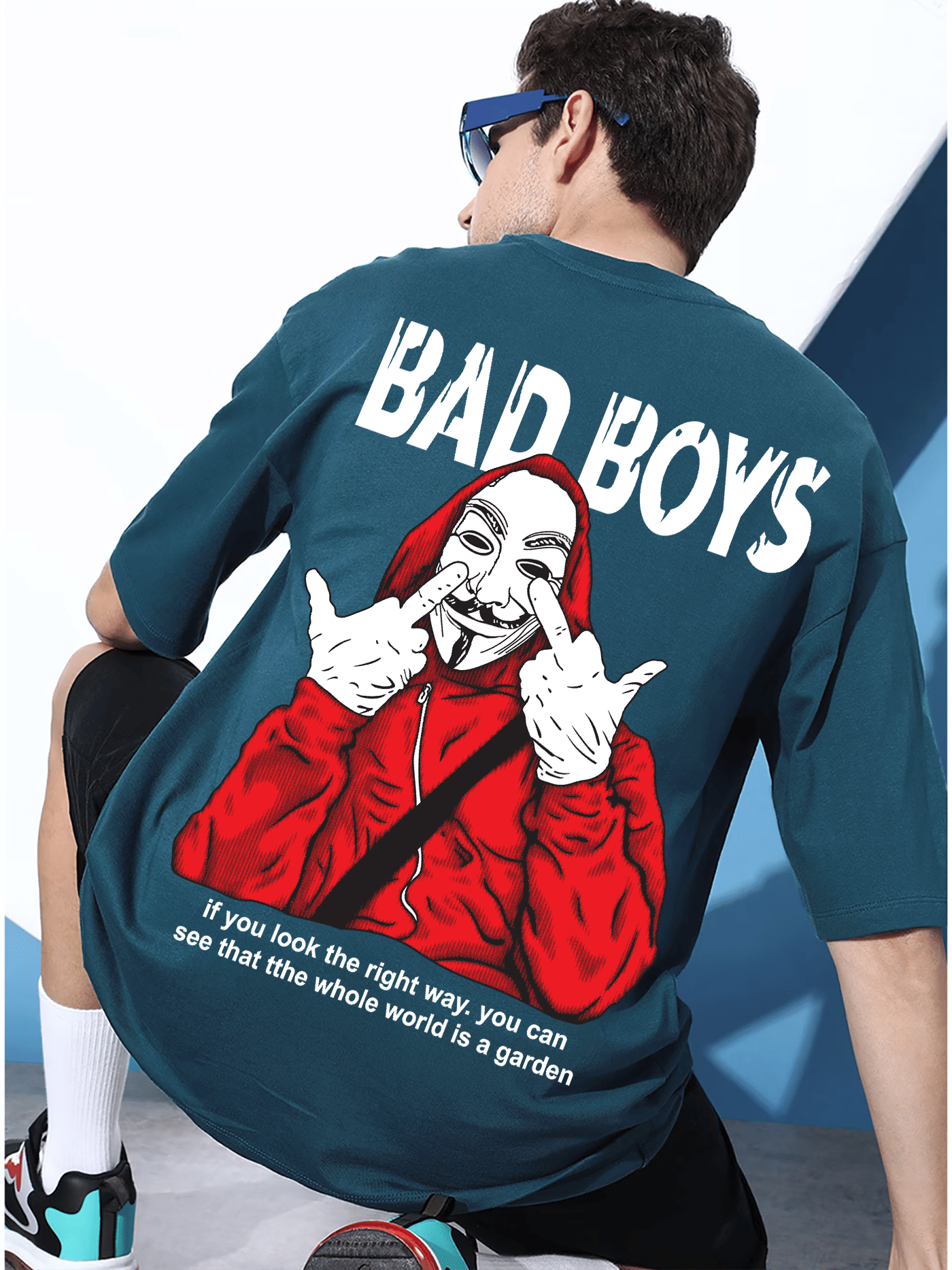 MANLINO Cotton Blend Oversized Fit Printed Half Sleeves Men's Round T-Shirt - multicolor2 ( Pack of 1 ) MANLINO Cotton Blend Oversized Fit Printed Half Sleeves Men's Round T-Shirt - multicolor2 ( Pack of 1 )