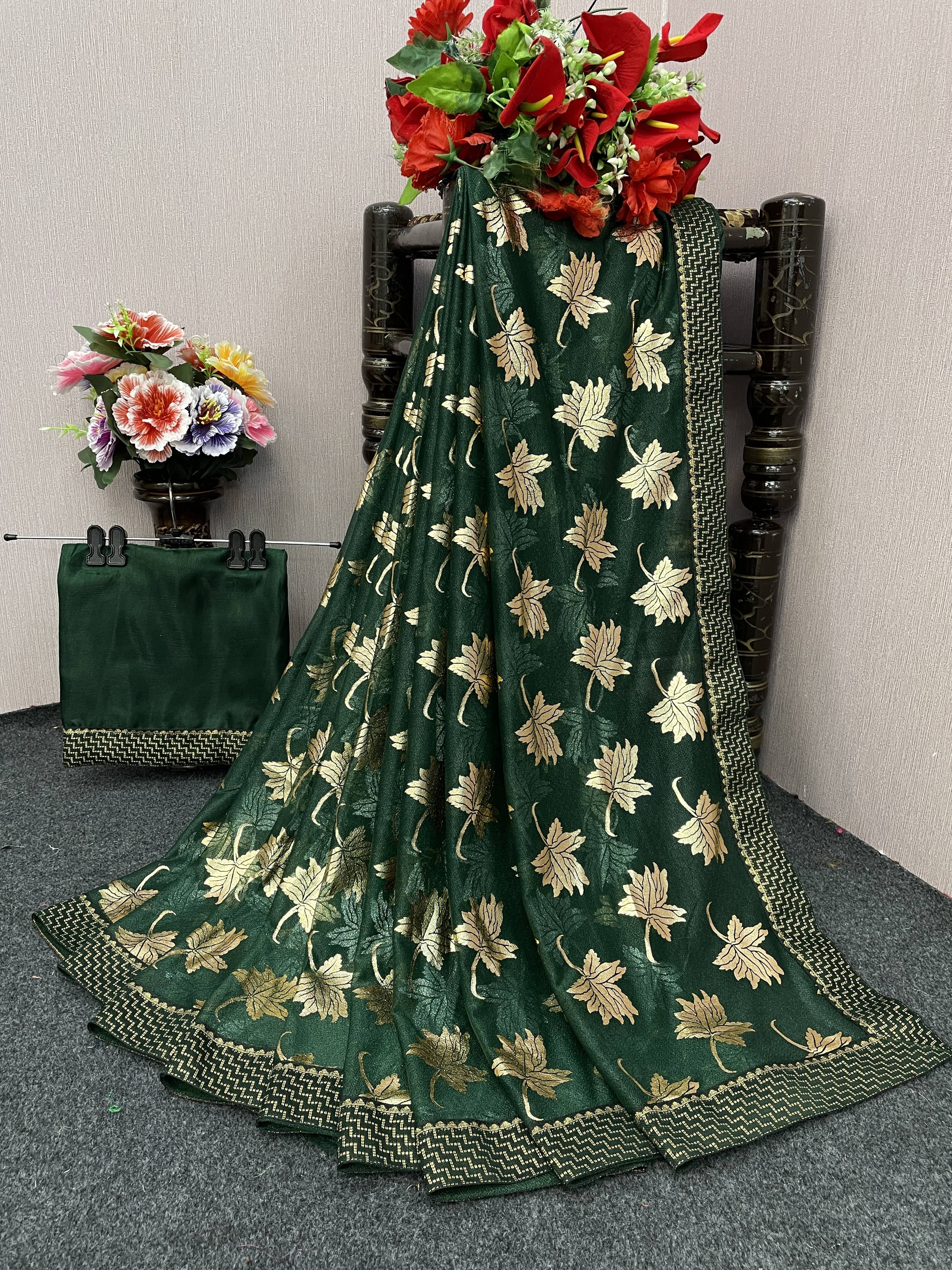 SIMRISH Lycra Embellished Saree With Unstitched Blouse Piece ( Green ) SIMRISH Lycra Embellished Saree With Unstitched Blouse Piece ( Green )
