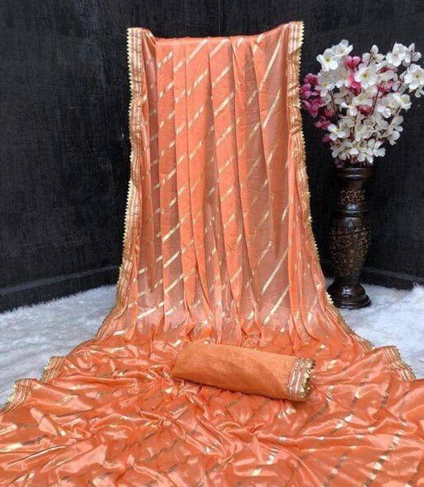    			SIMRISH Lycra Embellished Saree With Unstitched Blouse Piece ( Orange )