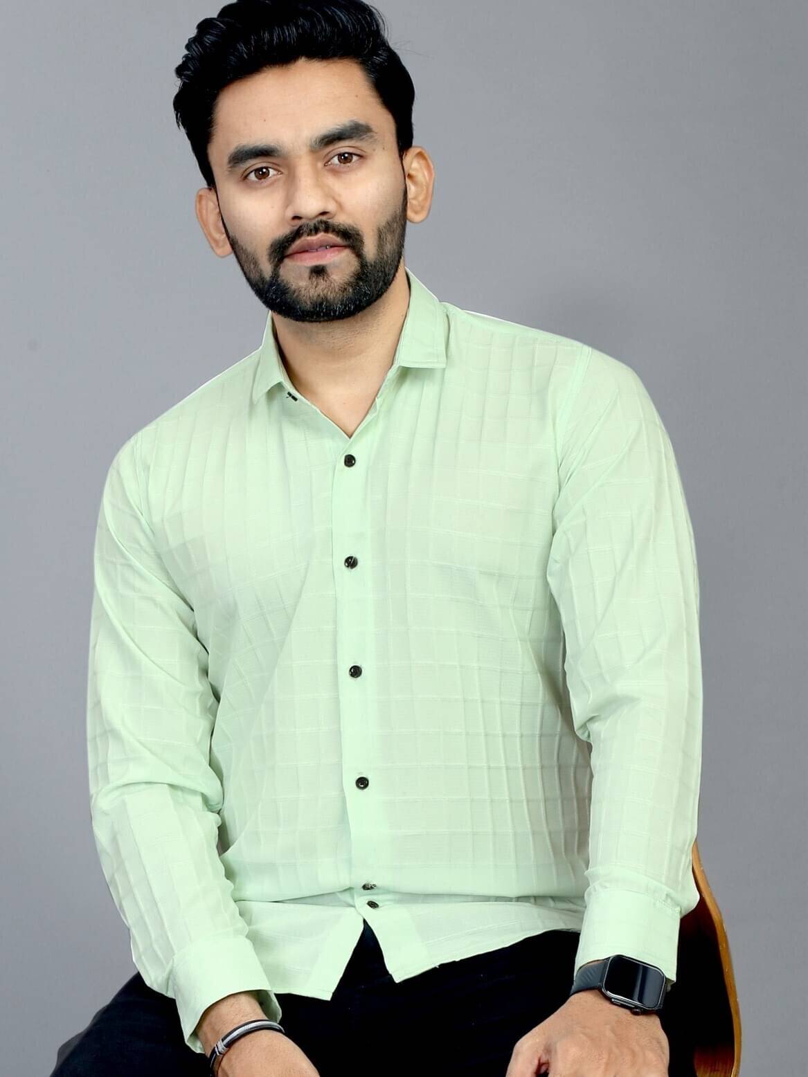     			STI Poly Cotton Regular Fit Popcorn Textured Full Sleeves Men's Casual Shirt - Green ( Pack of 1 )