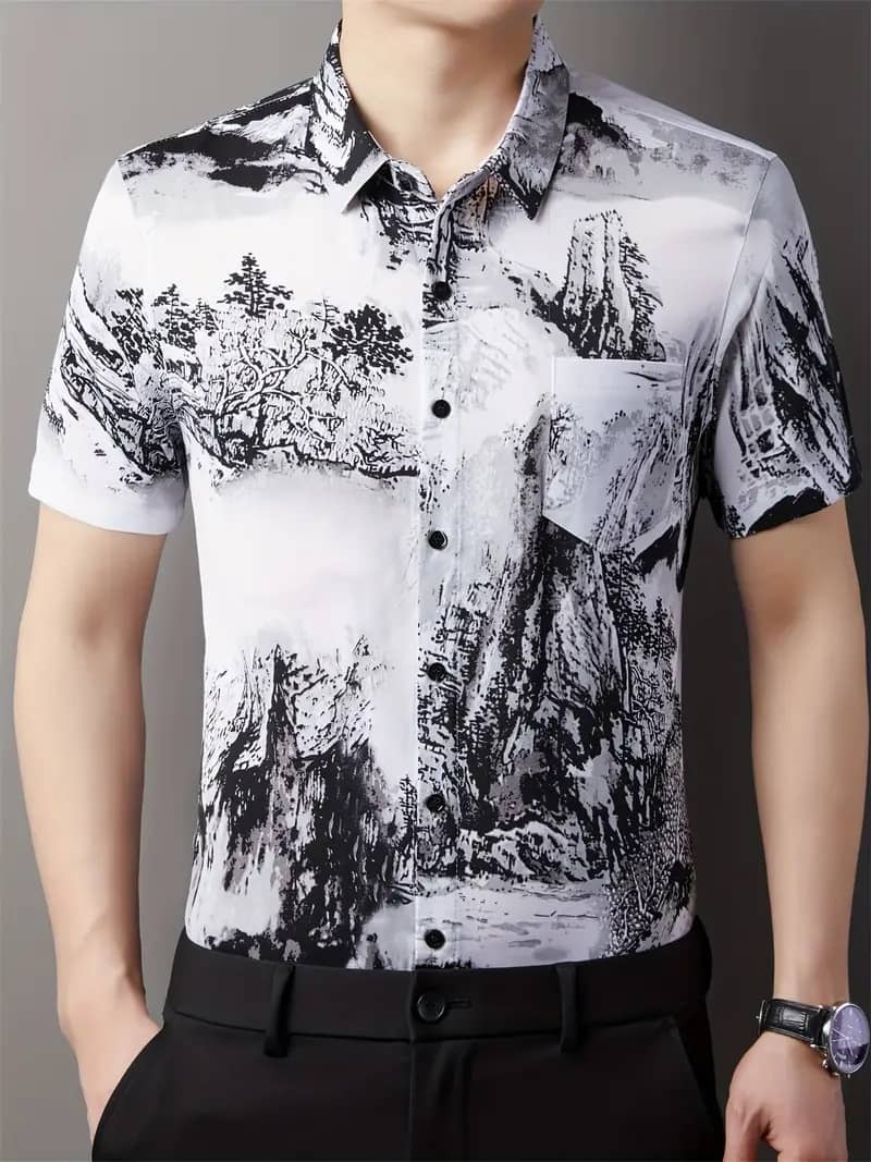 AAPSKA Poly Cotton Regular Fit Printed Half Sleeves Men's Casual Shirt - White ( Pack of 1 )